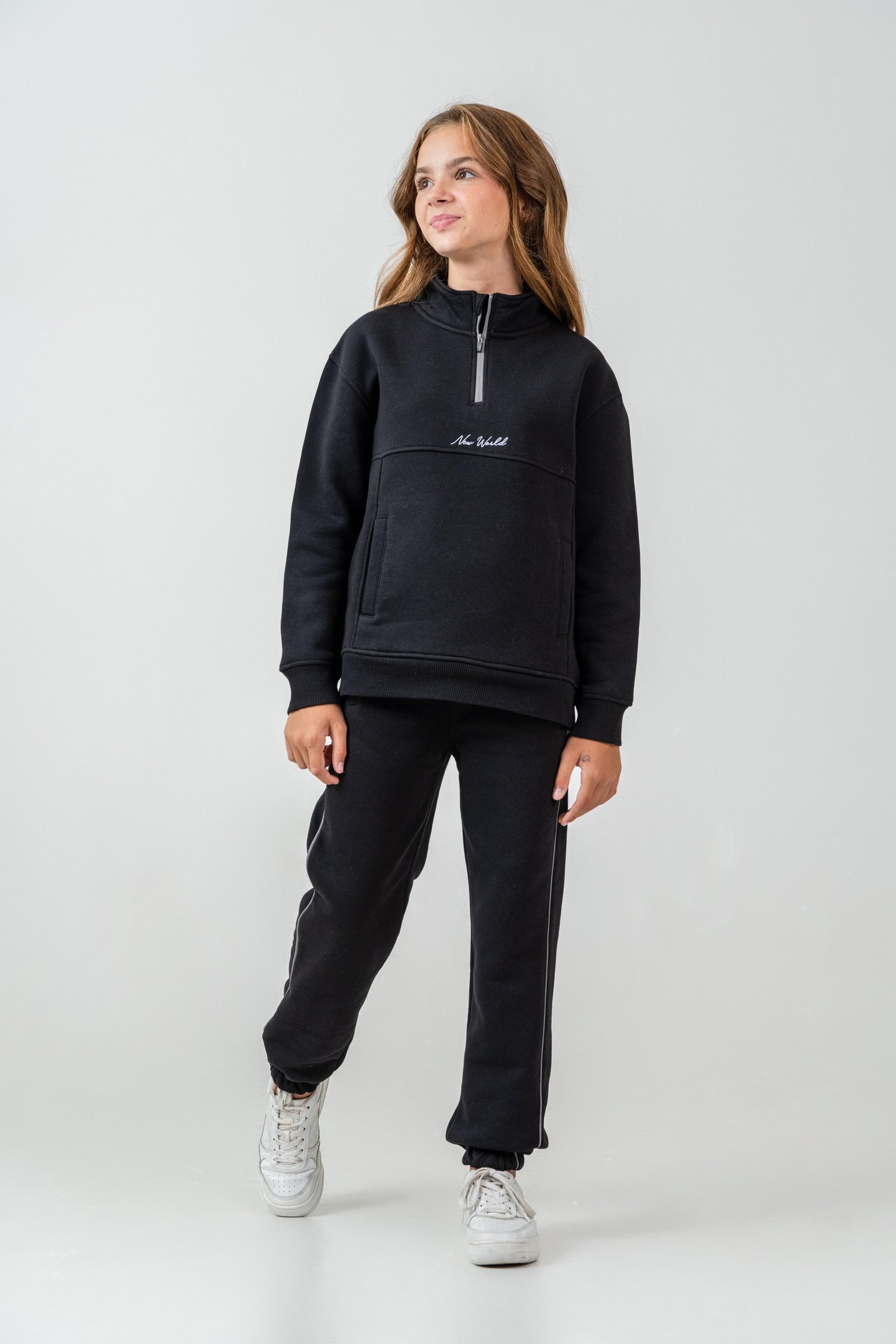 New World Nakışlı Polar Kız Çocuk Alt Üst Eşofman Takımı