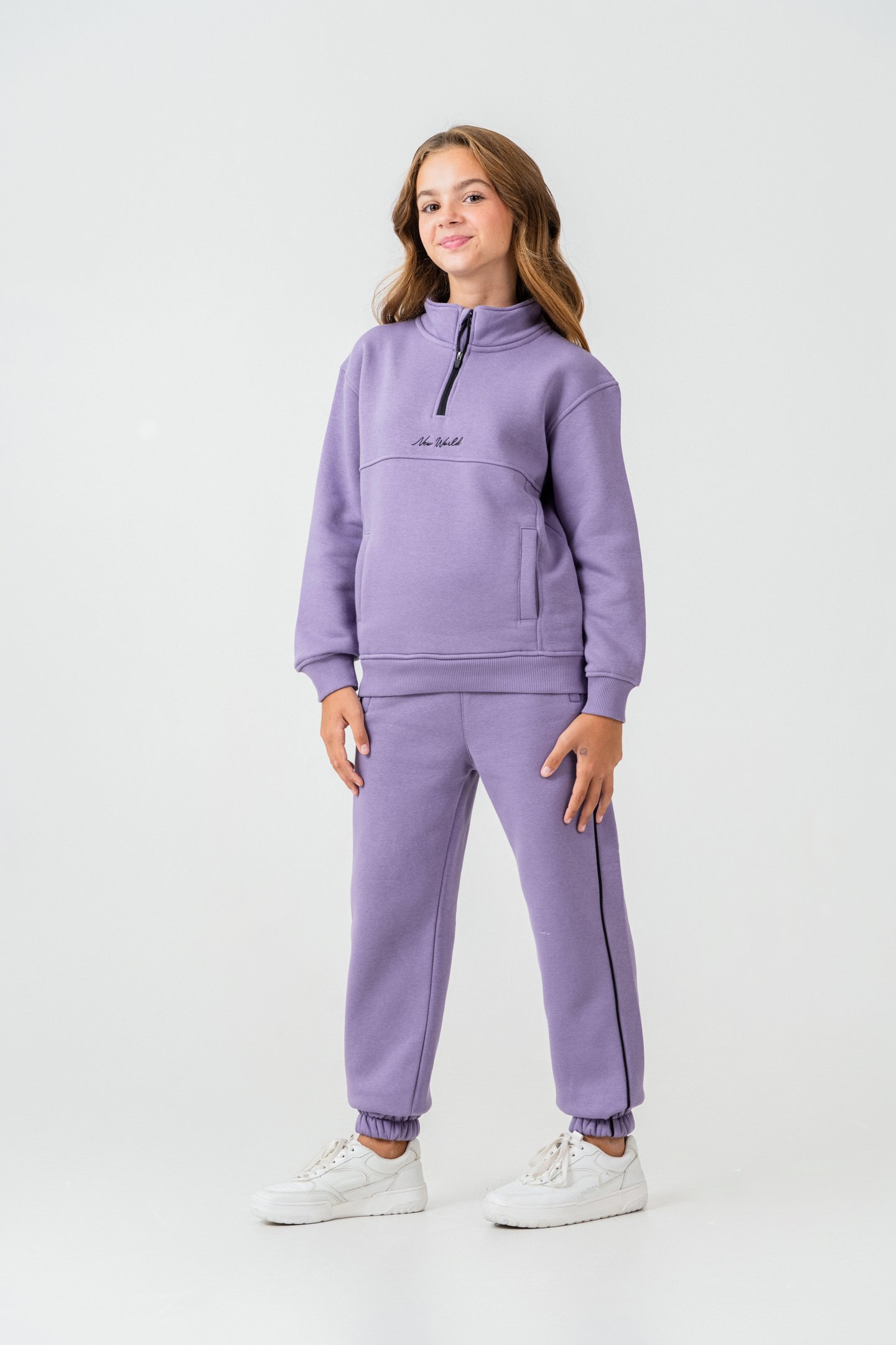 New World Nakışlı Polar Kız Çocuk Alt Üst Eşofman Takımı