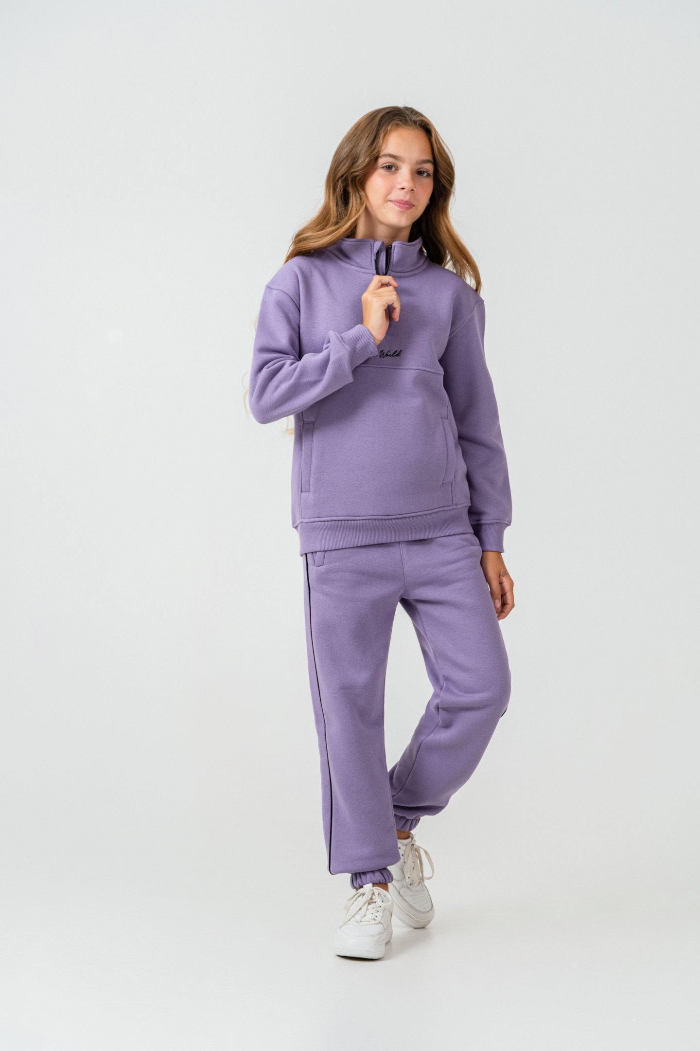 New World Nakışlı Polar Kız Çocuk Alt Üst Eşofman Takımı