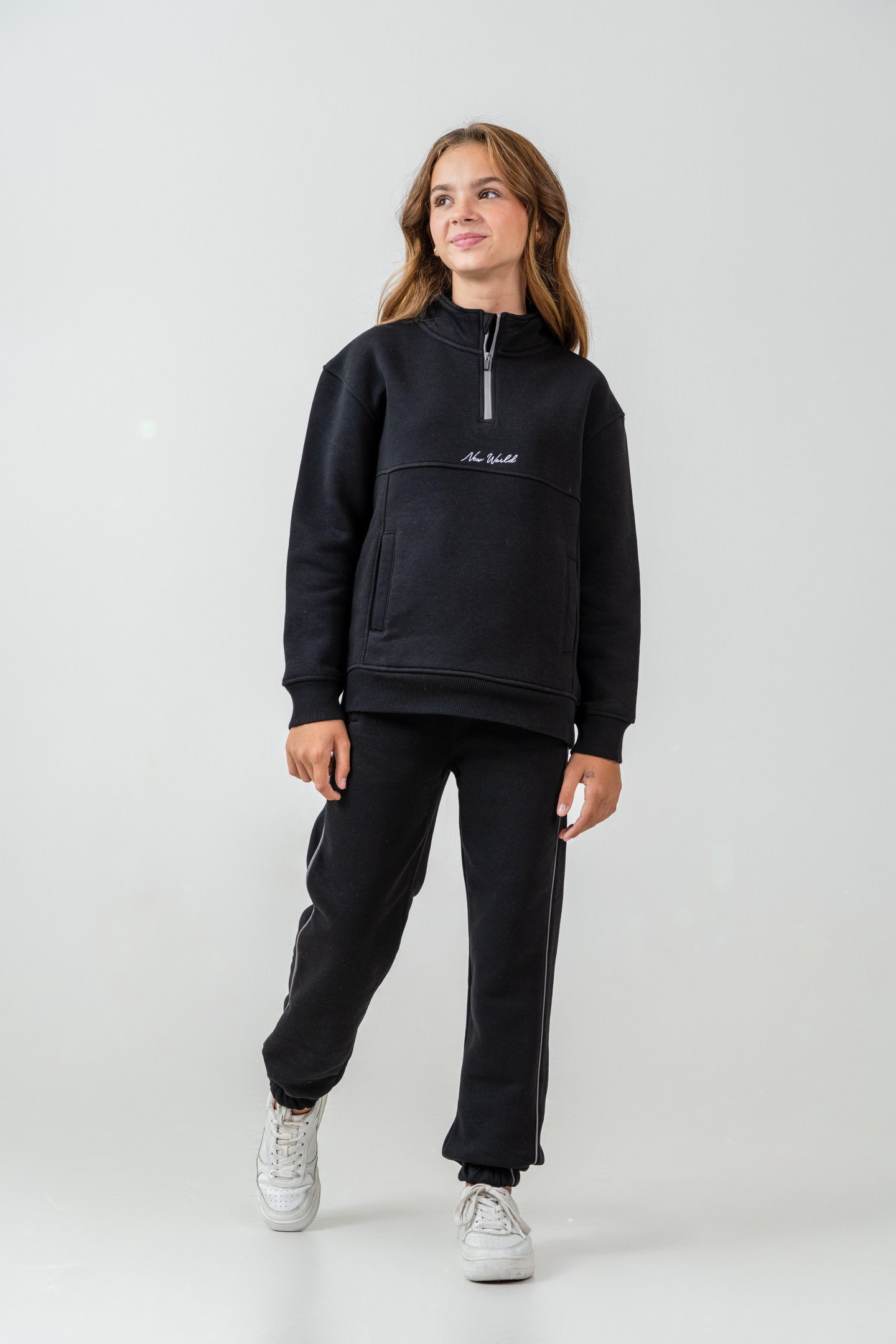 New World Nakışlı Polar Kız Çocuk Alt Üst Eşofman Takımı