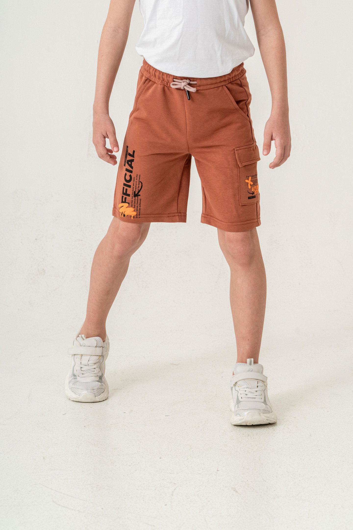 Offical Baskılı Kargo Cepli Erkek Çocuk Şort