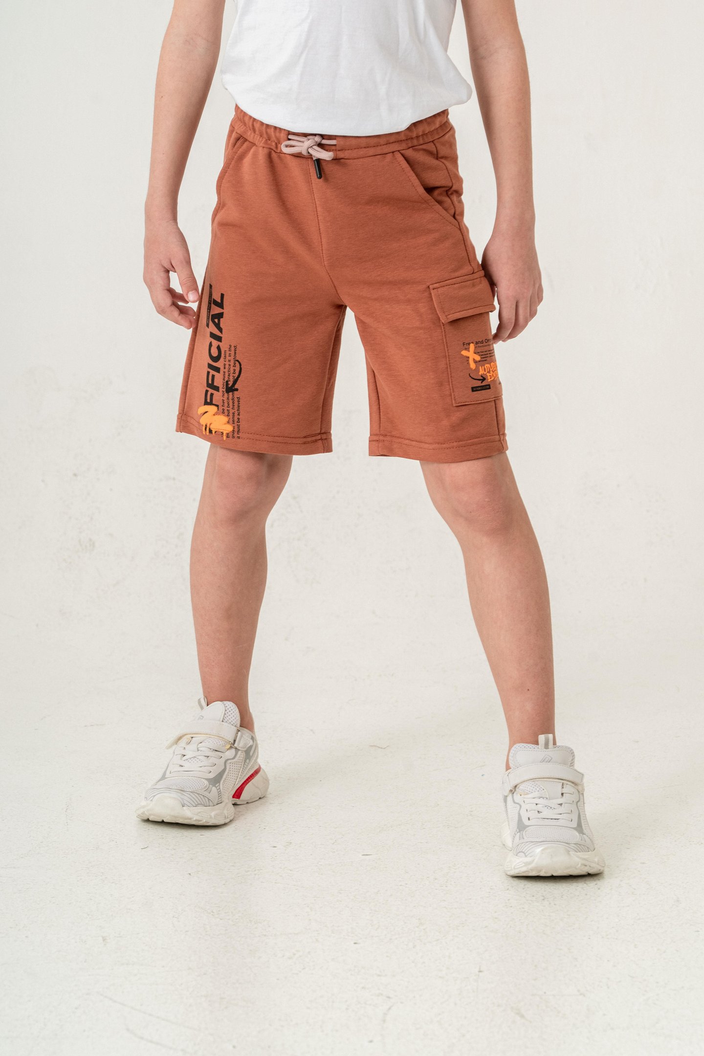 Offical Baskılı Kargo Cepli Erkek Çocuk Şort