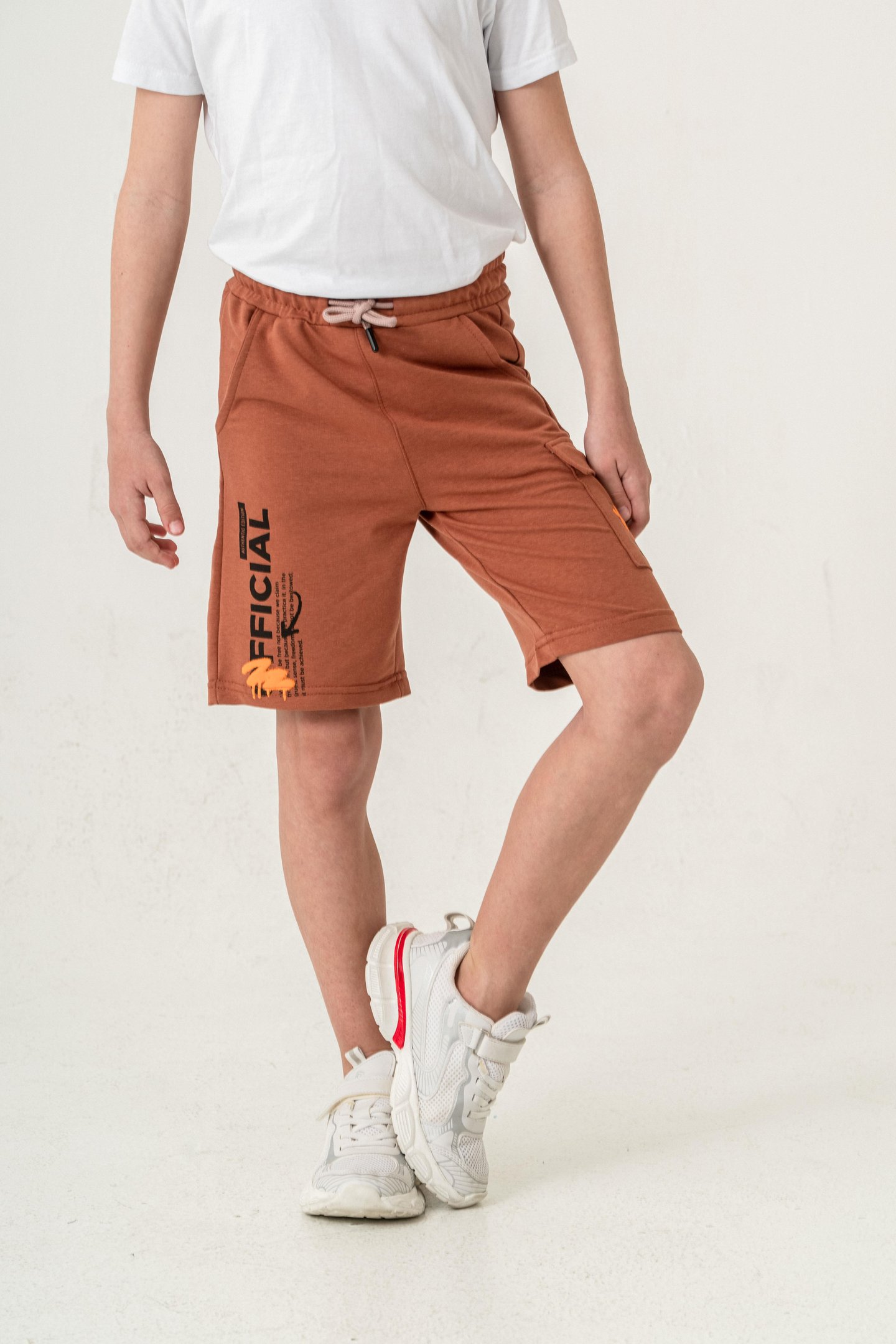 Offical Baskılı Kargo Cepli Erkek Çocuk Şort