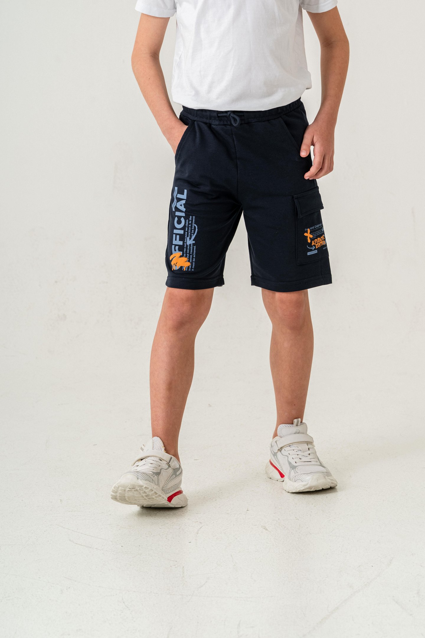 Offical Baskılı Kargo Cepli Erkek Çocuk Şort