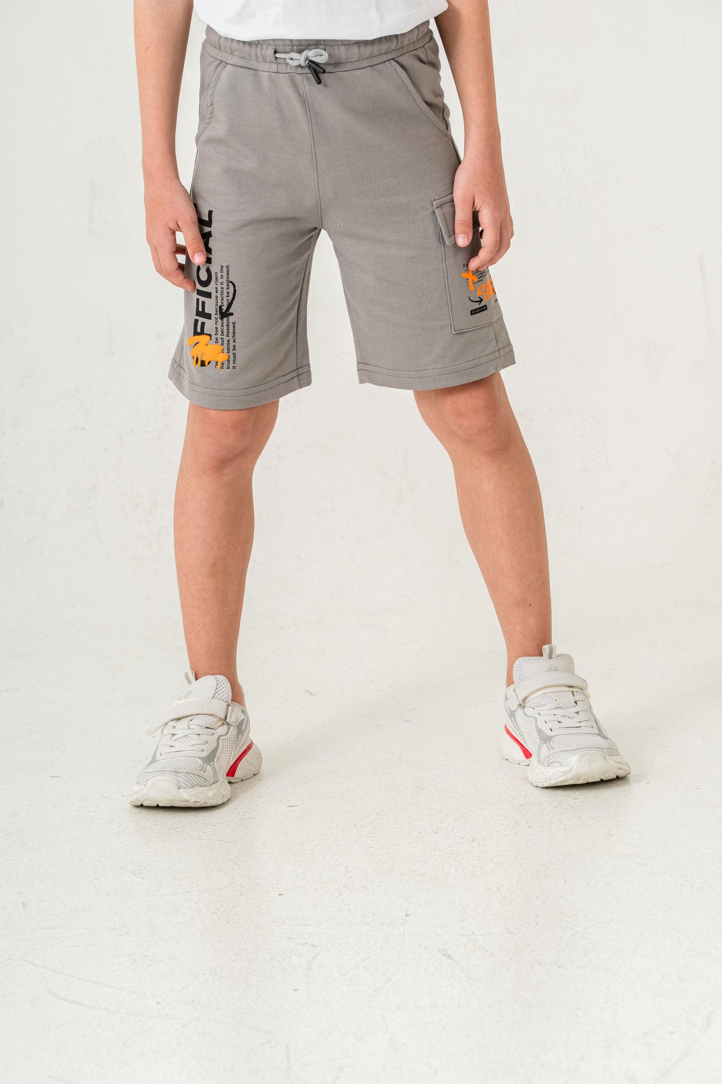 Offical Baskılı Kargo Cepli Erkek Çocuk Şort