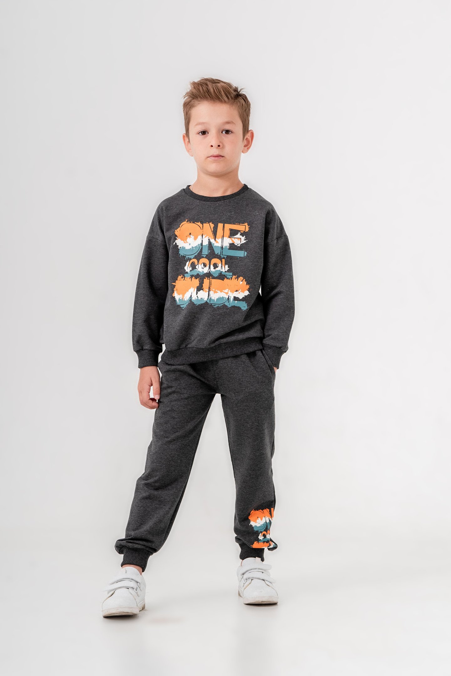 One Dude Cool Baskılı Bacak Baskı Detaylı Erkek Çocuk Alt Üst Eşofman Takımı