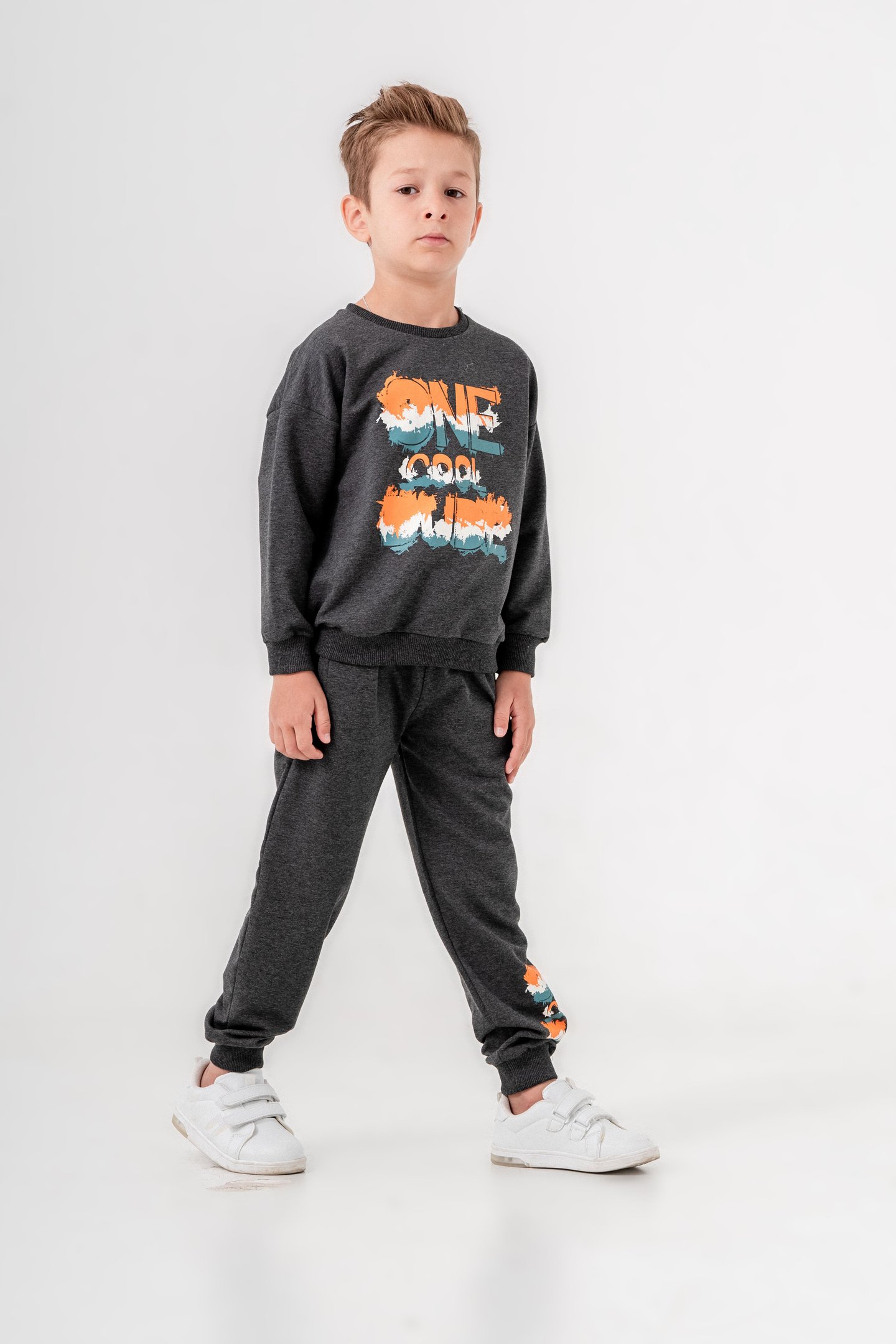 One Dude Cool Baskılı Bacak Baskı Detaylı Erkek Çocuk Alt Üst Eşofman Takımı