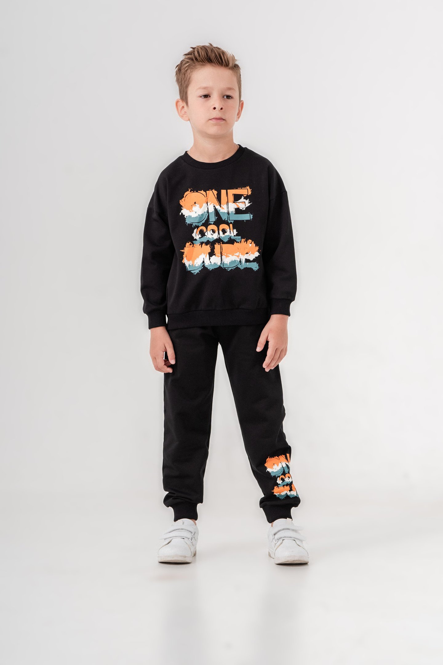 One Dude Cool Baskılı Bacak Baskı Detaylı Erkek Çocuk Alt Üst Eşofman Takımı