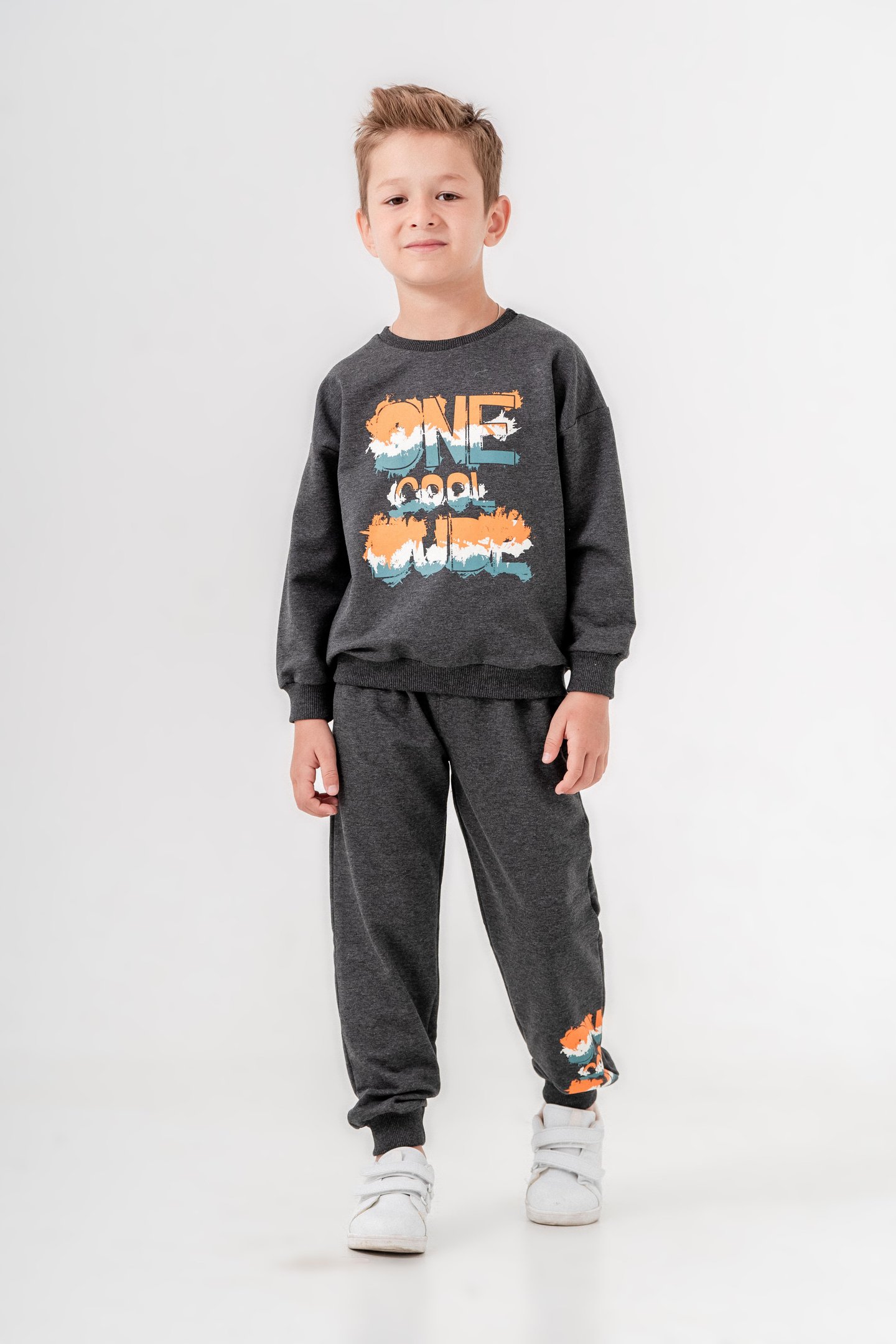 One Dude Cool Baskılı Bacak Baskı Detaylı Erkek Çocuk Alt Üst Eşofman Takımı