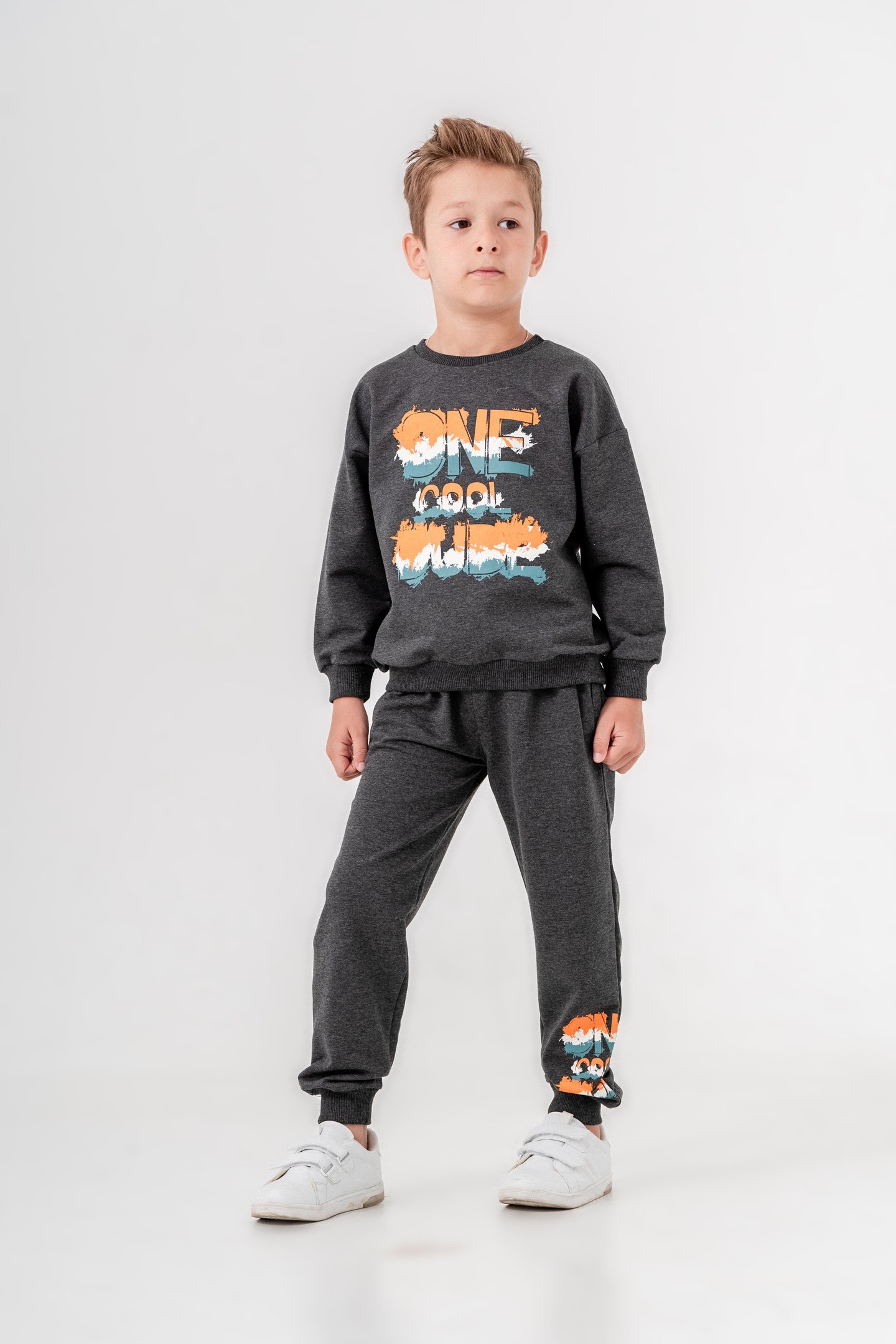 One Dude Cool Baskılı Bacak Baskı Detaylı Erkek Çocuk Alt Üst Eşofman Takımı