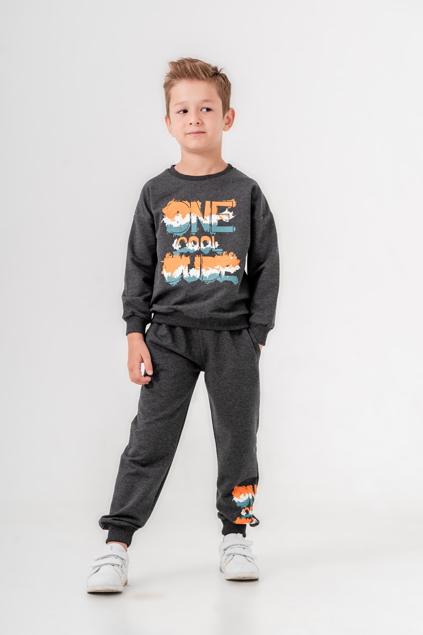 One Dude Cool Baskılı Bacak Baskı Detaylı Erkek Çocuk Alt Üst Eşofman Takımı