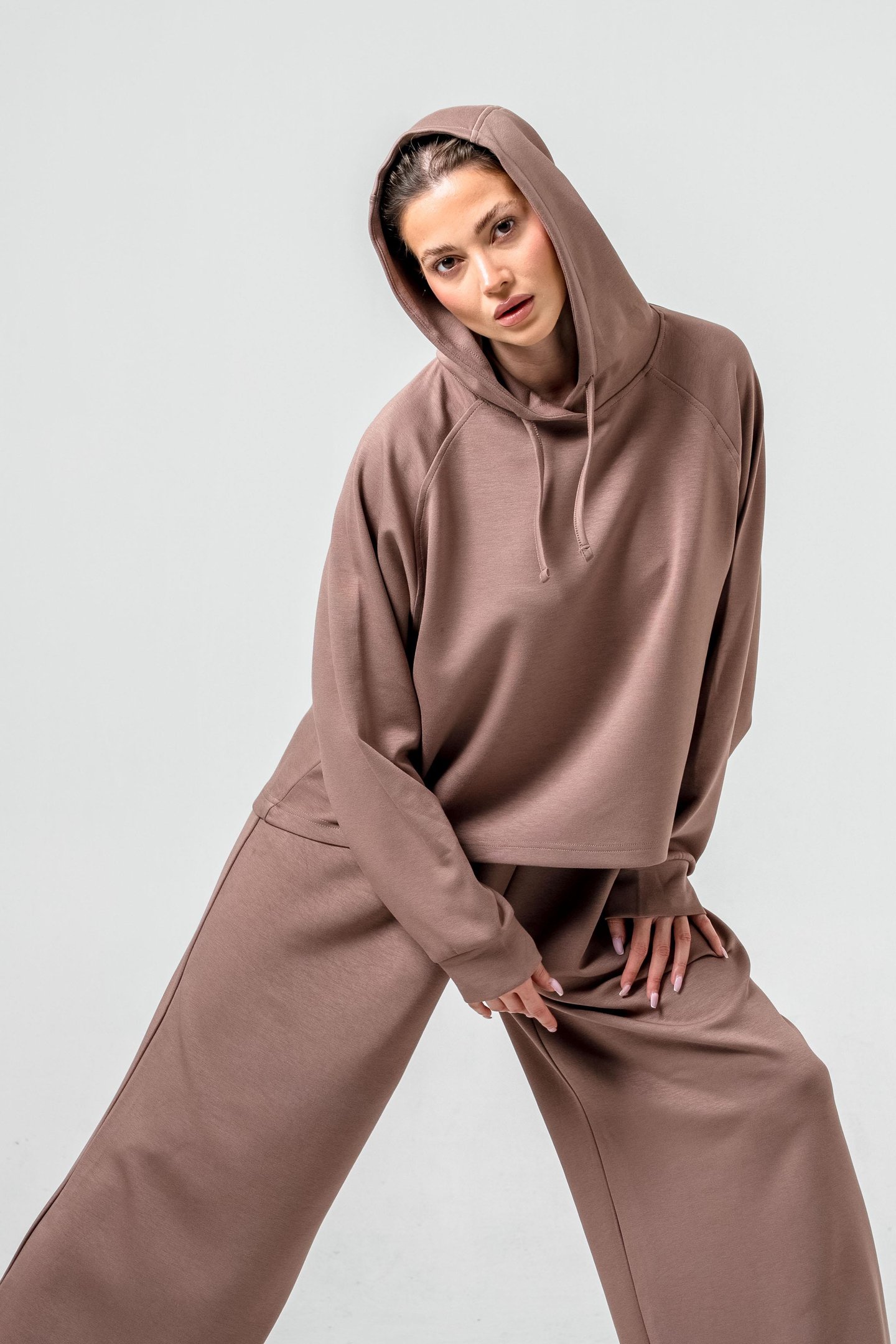 Oysho Kumaşlı Kapüşonlu Kadın Sweat Takım