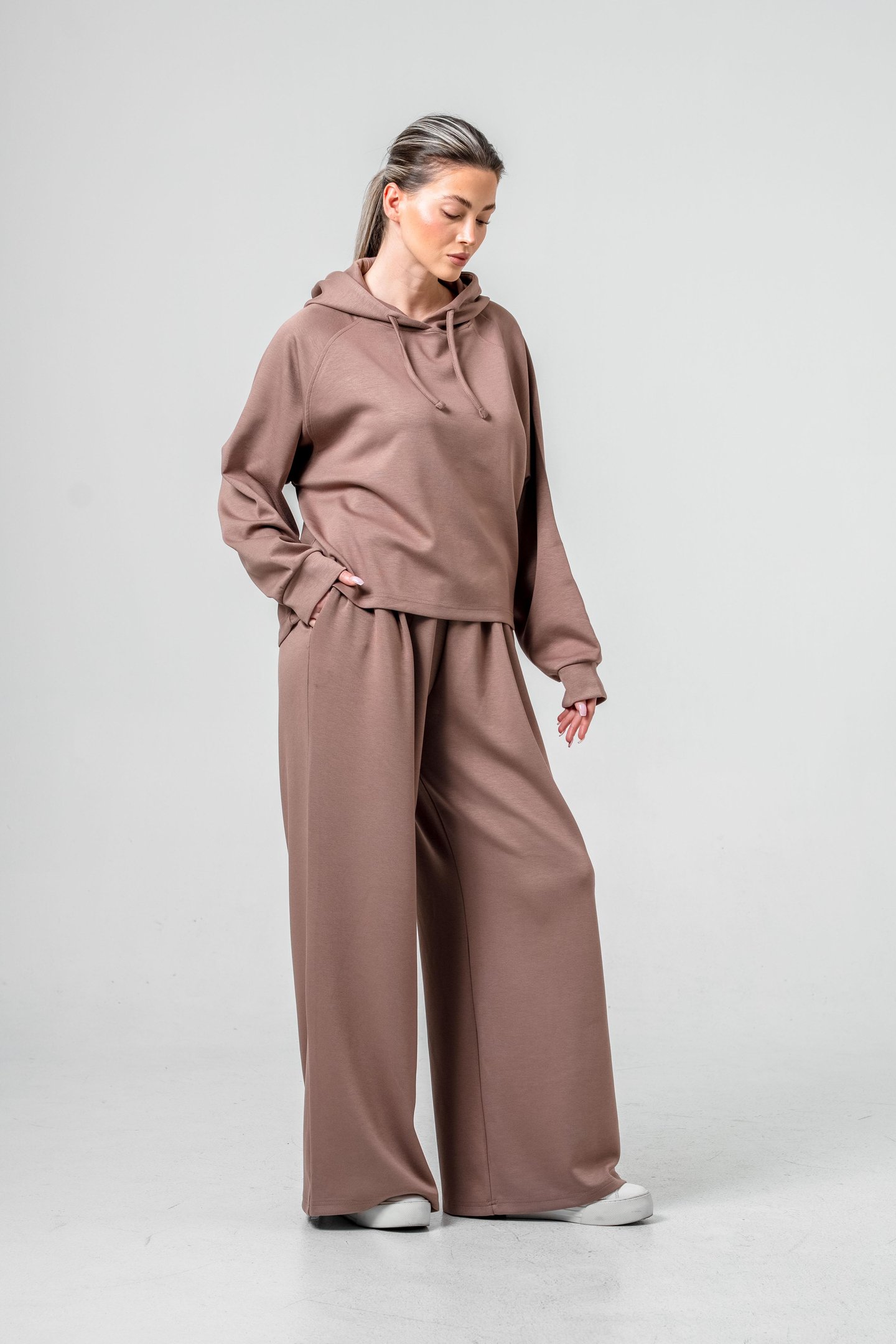 Oysho Kumaşlı Kapüşonlu Kadın Sweat Takım