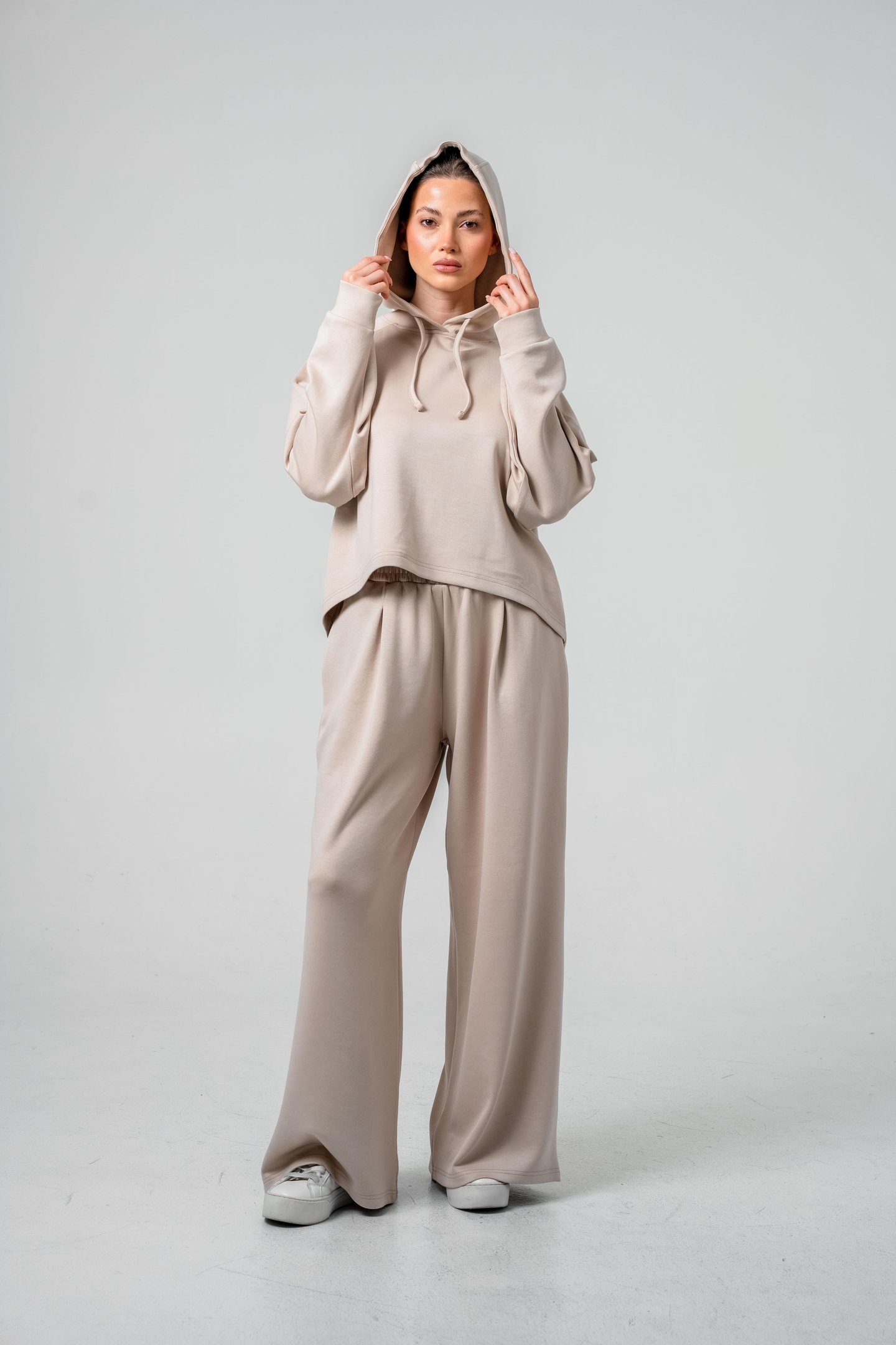 Oysho Kumaşlı Kapüşonlu Kadın Sweat Takım