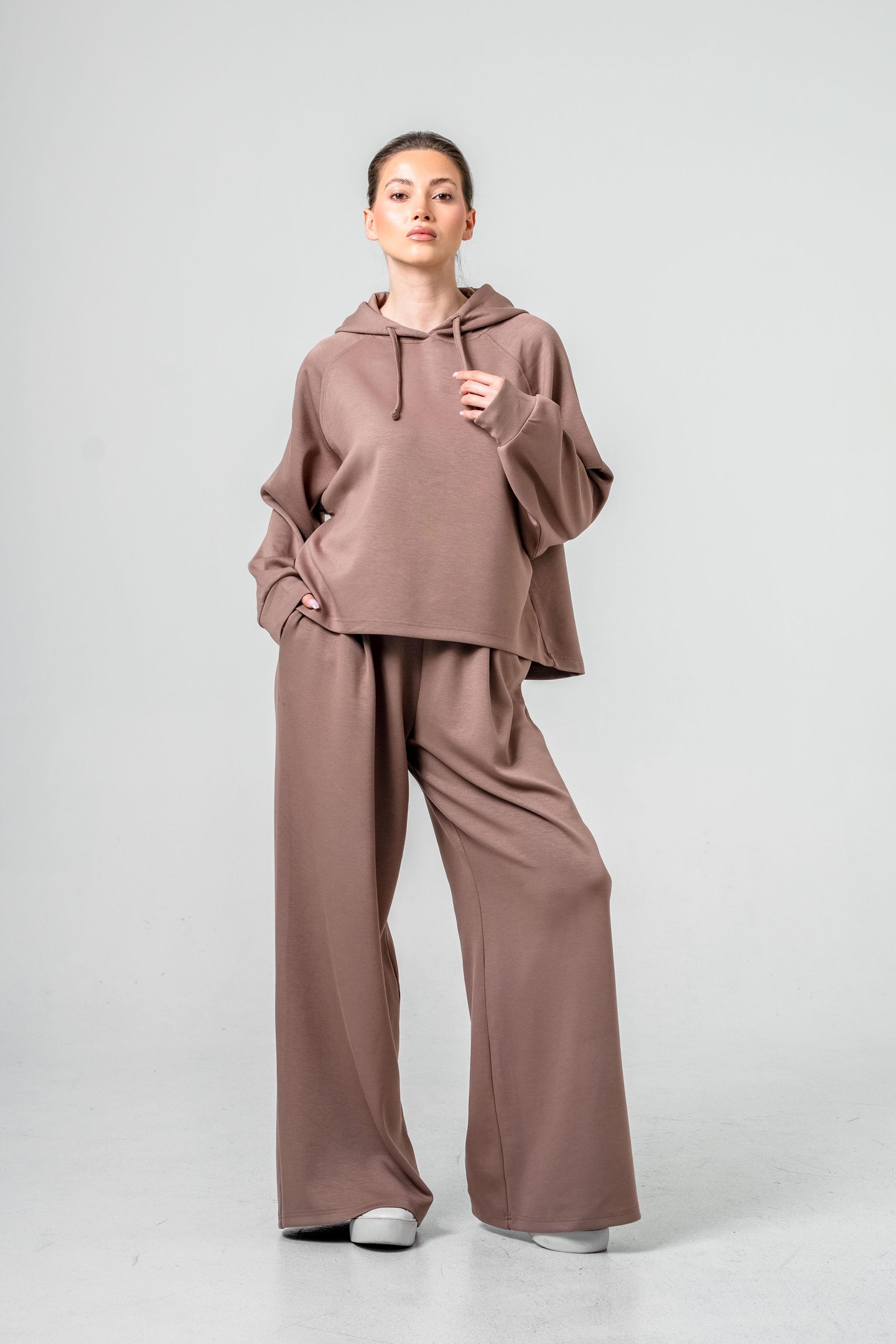 Oysho Kumaşlı Kapüşonlu Kadın Sweat Takım