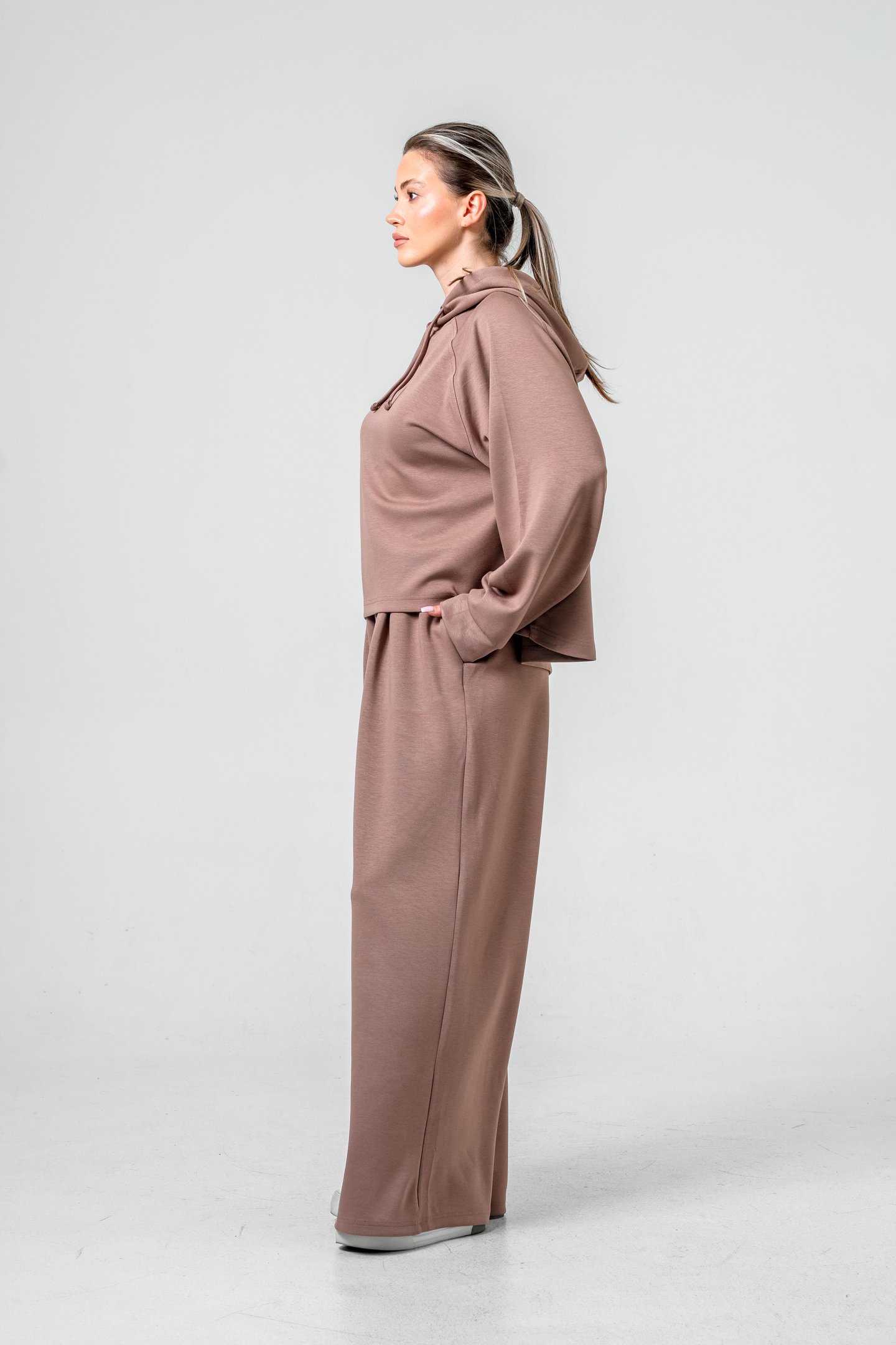 Oysho Kumaşlı Kapüşonlu Kadın Sweat Takım