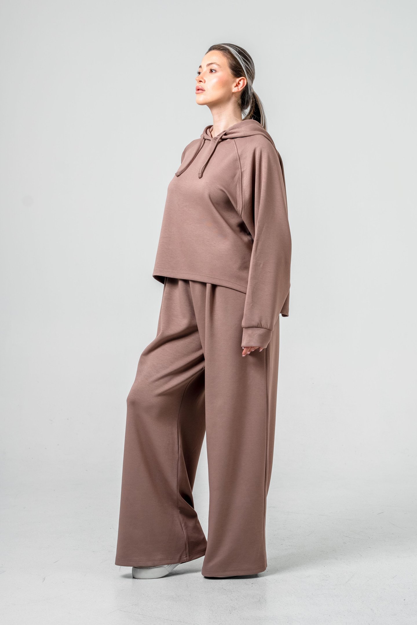 Oysho Kumaşlı Kapüşonlu Kadın Sweat Takım