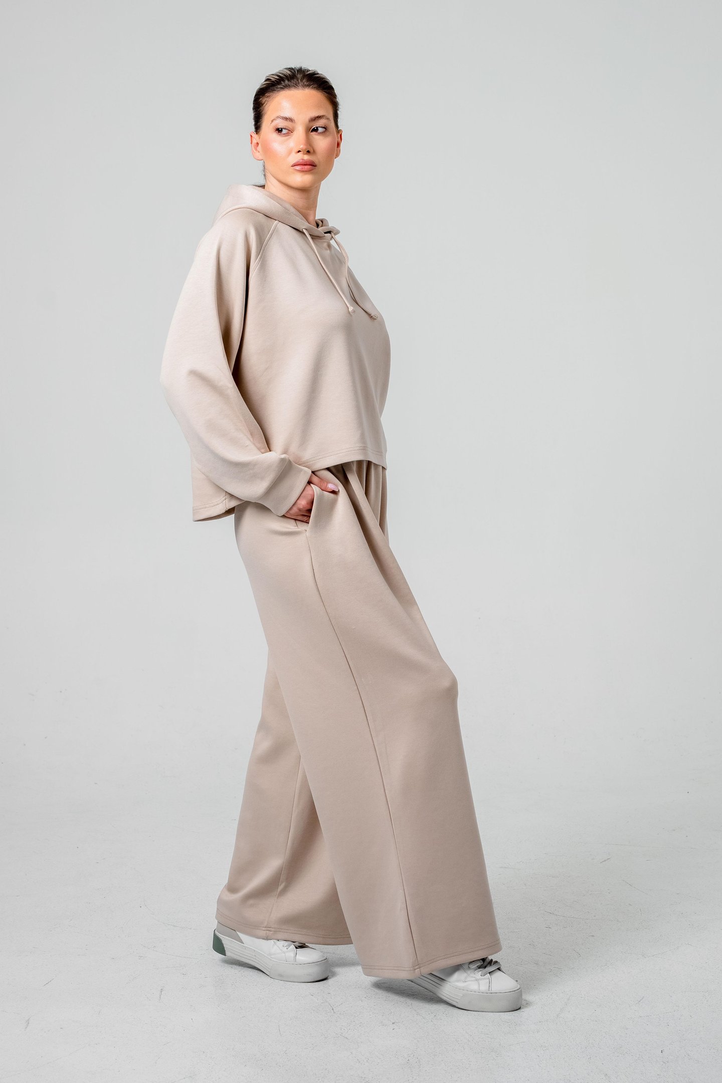 Oysho Kumaşlı Kapüşonlu Kadın Sweat Takım