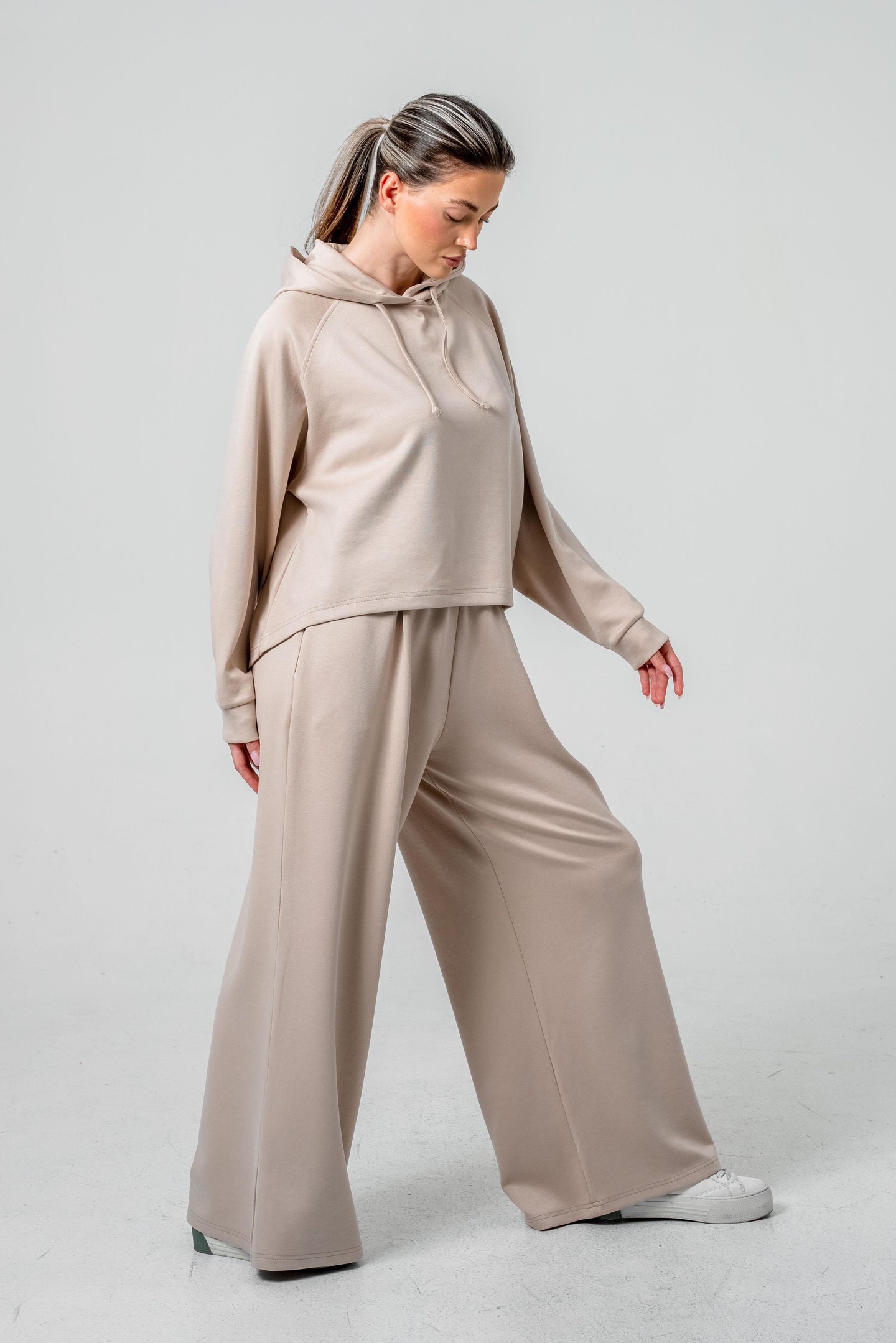 Oysho Kumaşlı Kapüşonlu Kadın Sweat Takım