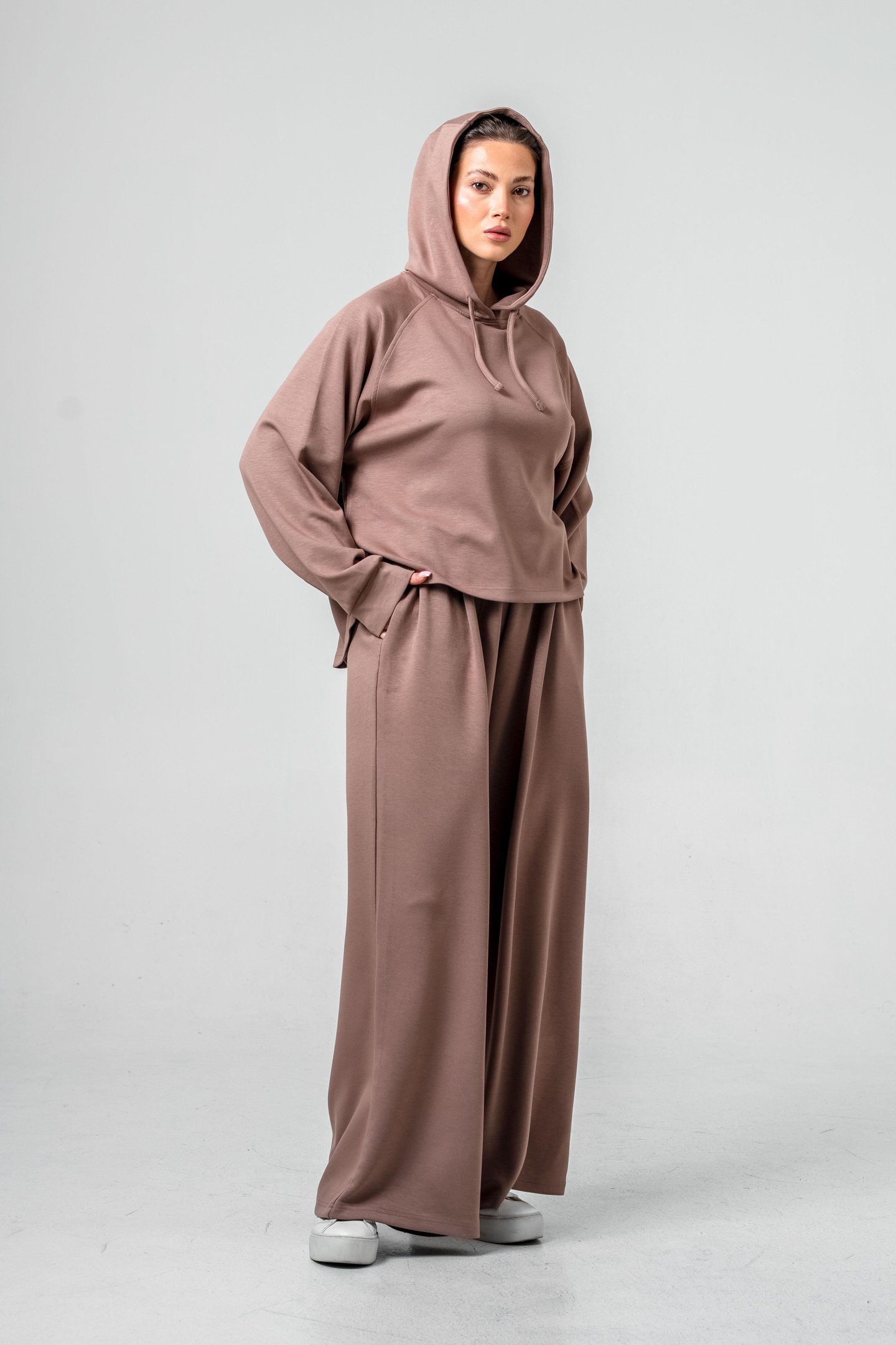 Oysho Kumaşlı Kapüşonlu Kadın Sweat Takım