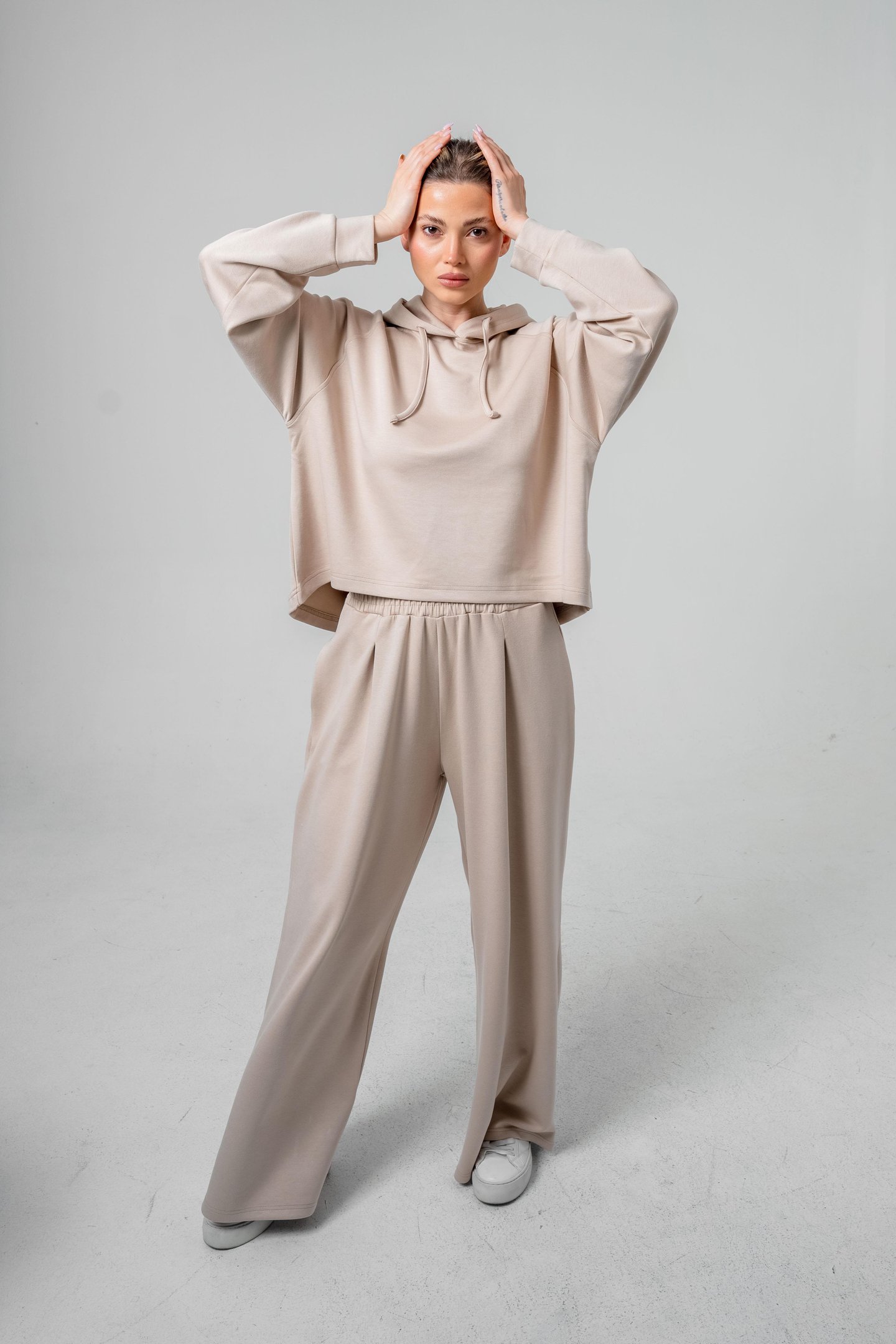 Oysho Kumaşlı Kapüşonlu Kadın Sweat Takım