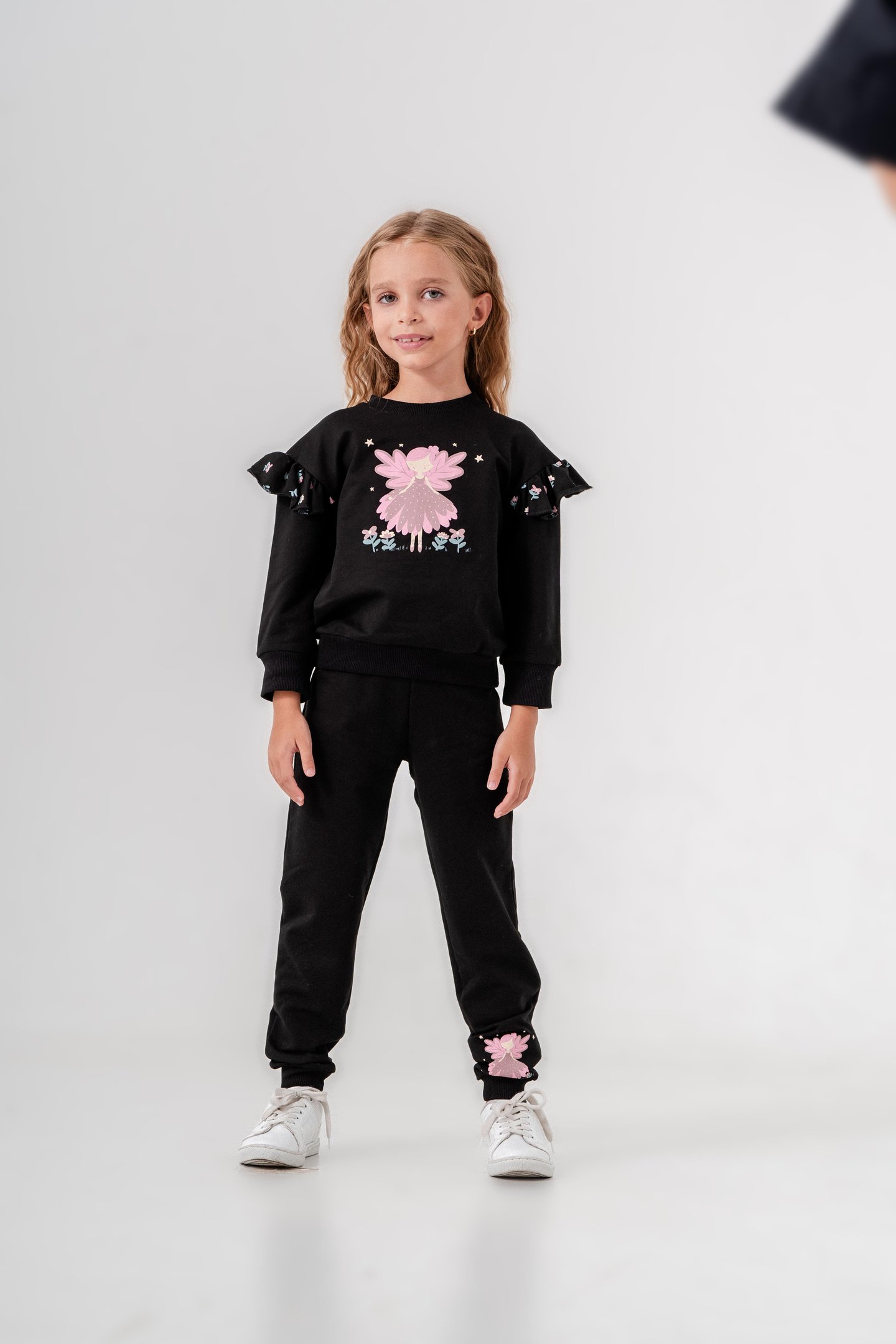 Peri Kız Baskılı Çiçek Desenli Kız Çocuk Alt Üst Eşofman Takımı