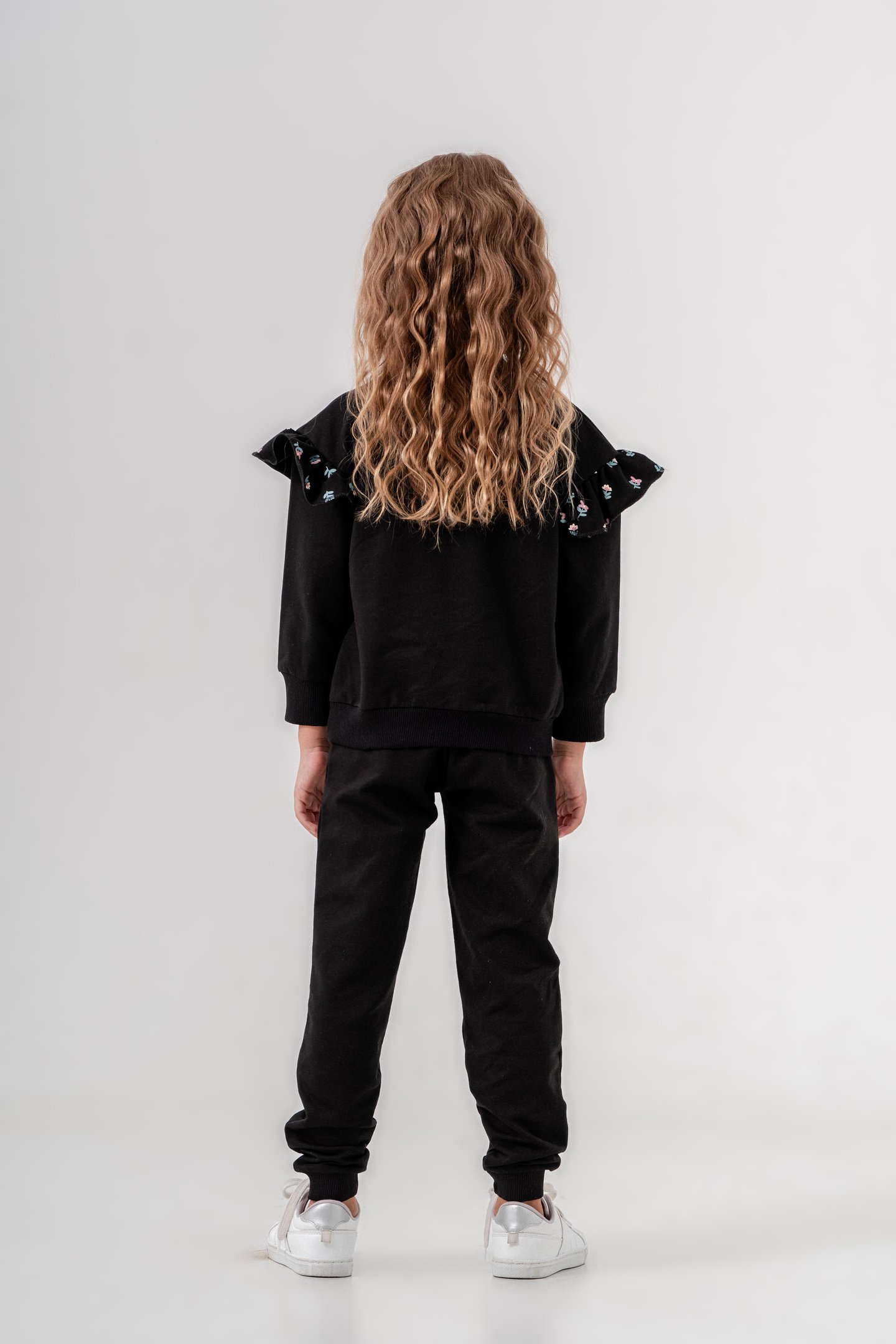 Peri Kız Baskılı Çiçek Desenli Kız Çocuk Alt Üst Eşofman Takımı