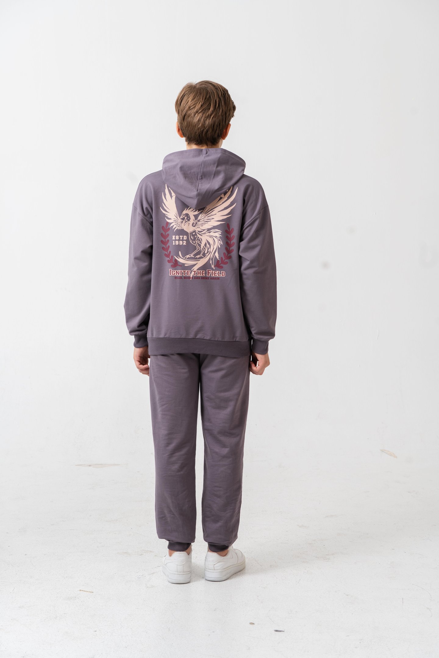 Phoenix Spirit Baskılı Kanguru Cepli Erkek Çocuk Alt Üst Eşofman Takımı