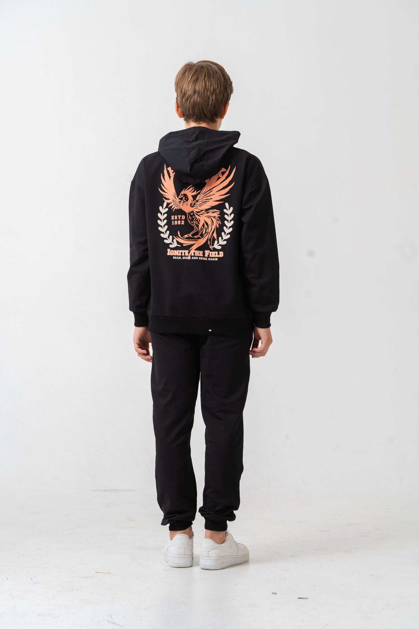 Phoenix Spirit Baskılı Kanguru Cepli Erkek Çocuk Alt Üst Eşofman Takımı