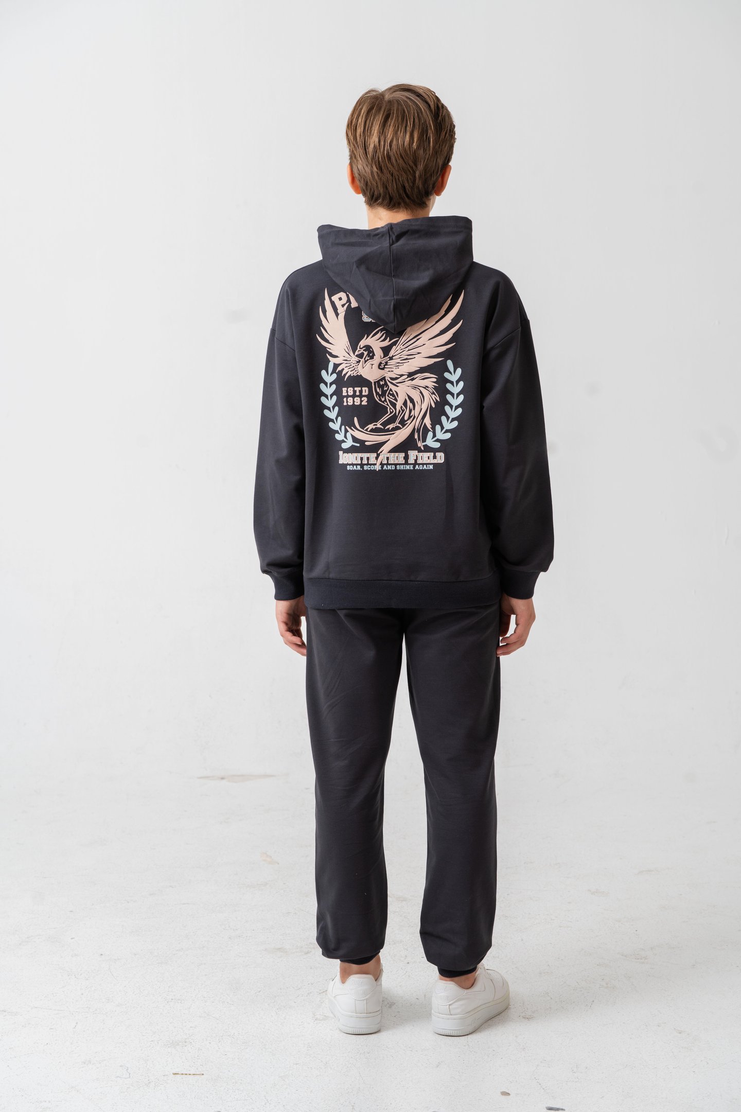 Phoenix Spirit Baskılı Kanguru Cepli Erkek Çocuk Alt Üst Eşofman Takımı