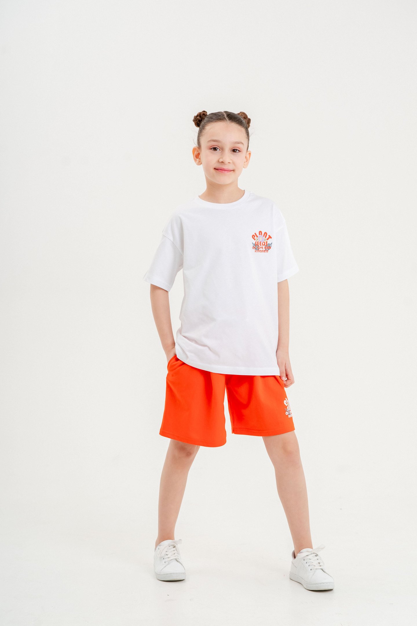 Plant Seeds Of Love Nap Kindness Baskılı Kız Çocuk T-shirt Şort Alt-Üst Takımı