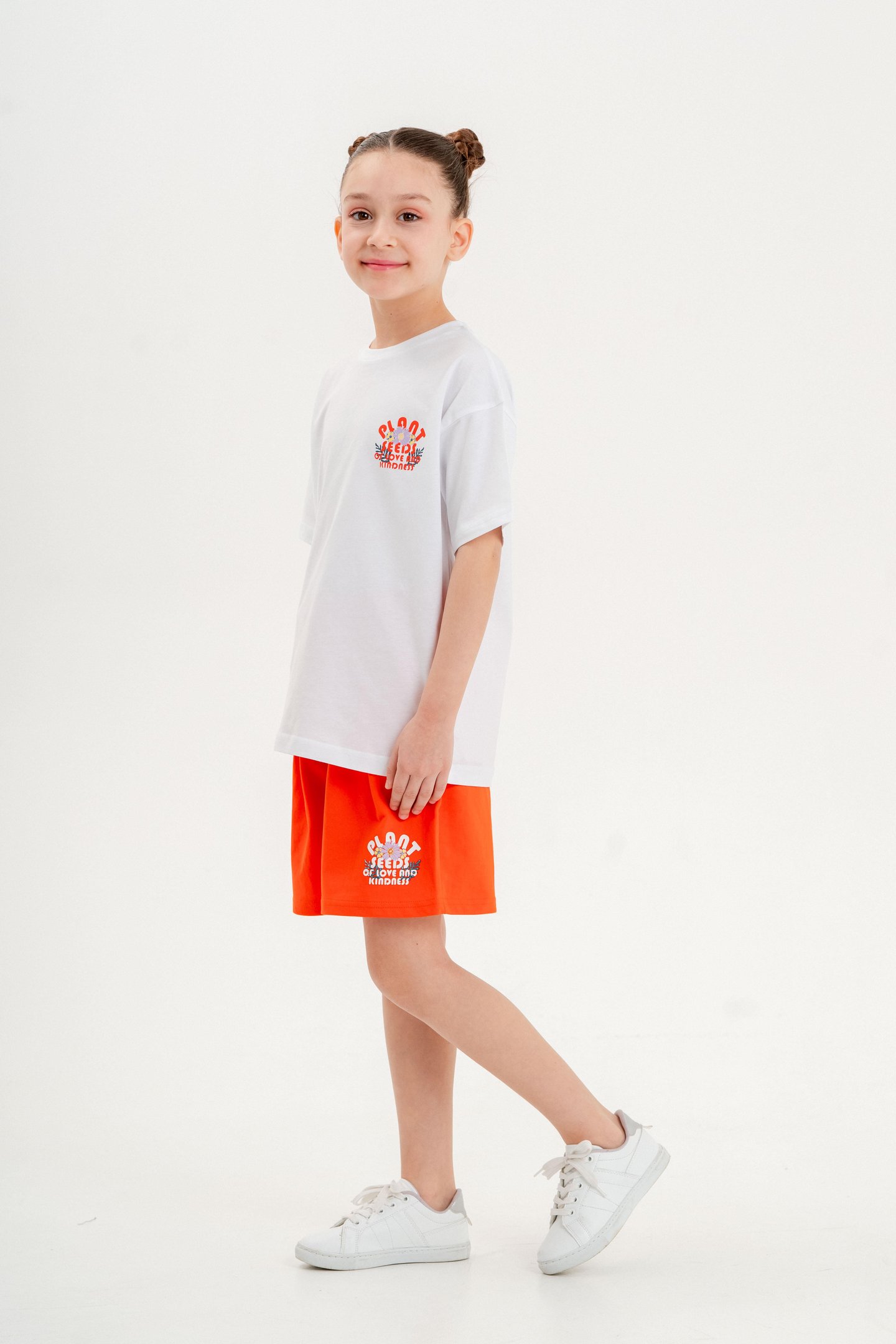Plant Seeds Of Love Nap Kindness Baskılı Kız Çocuk T-shirt Şort Alt-Üst Takımı