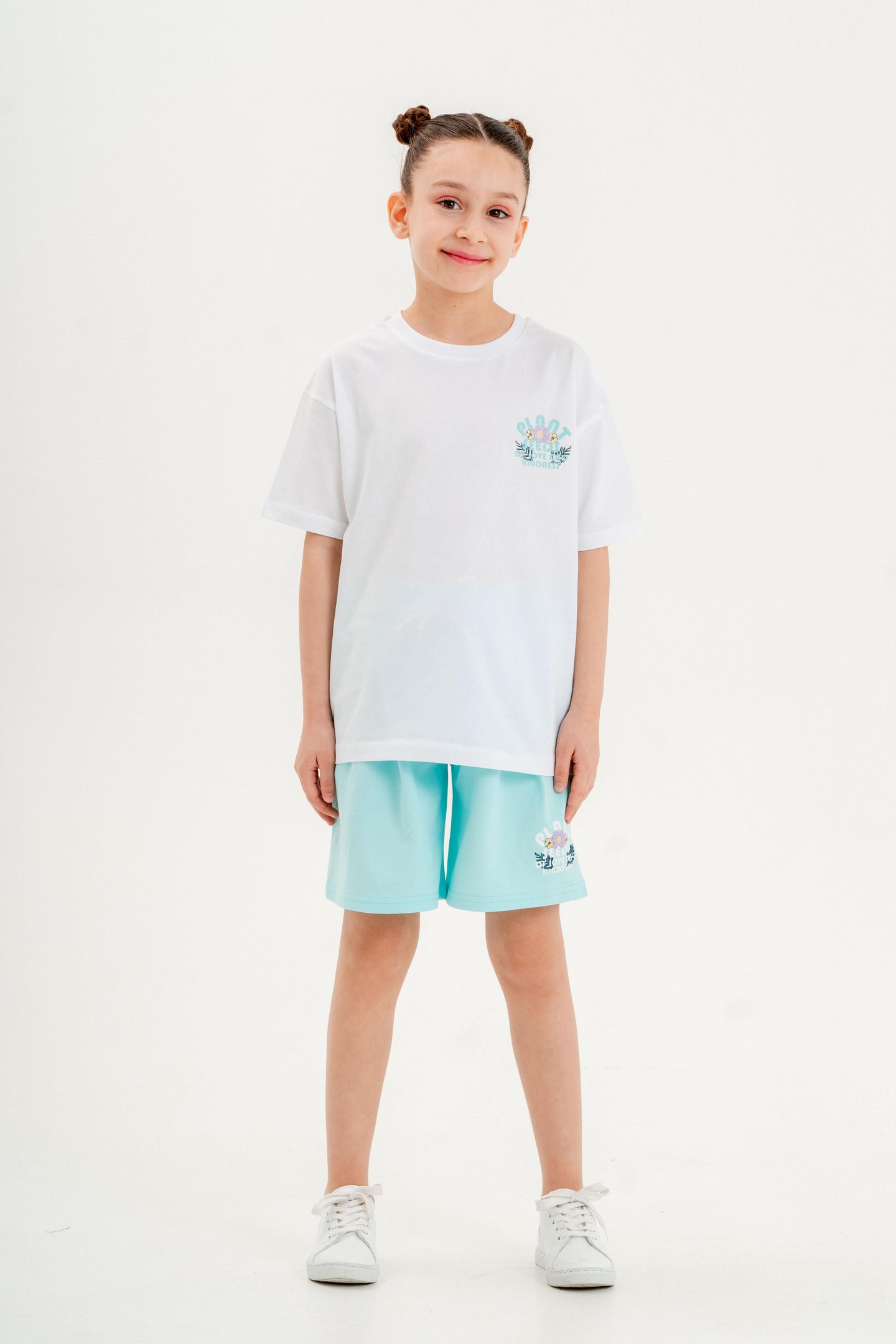 Plant Seeds Of Love Nap Kindness Baskılı Kız Çocuk T-shirt Şort Alt-Üst Takımı