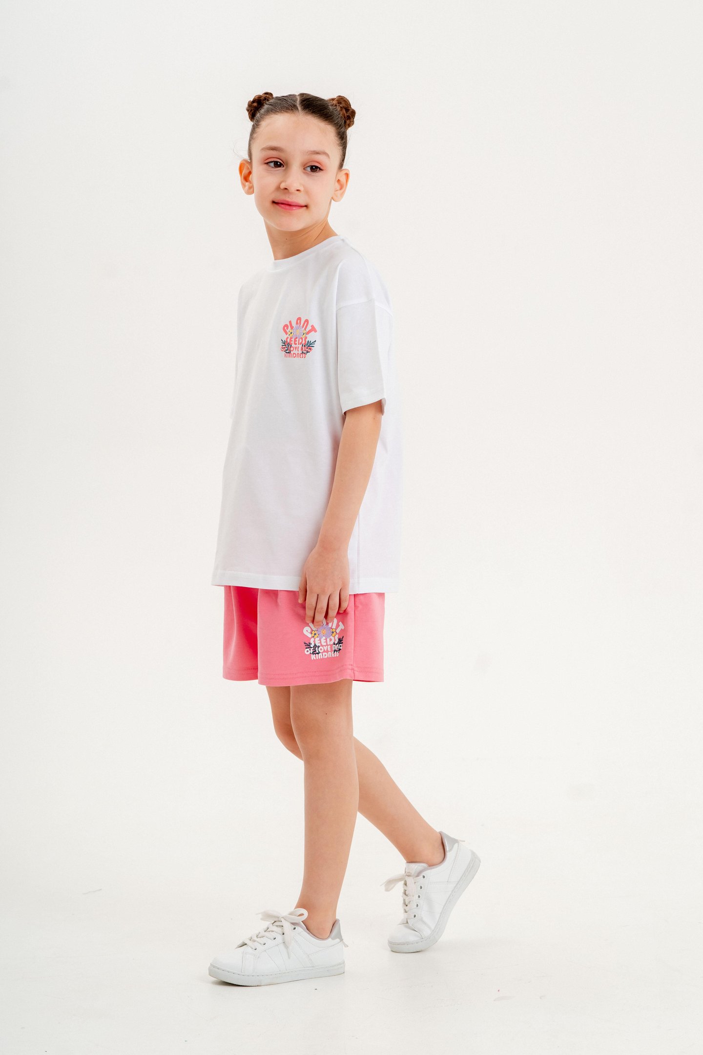 Plant Seeds Of Love Nap Kindness Baskılı Kız Çocuk T-shirt Şort Alt-Üst Takımı