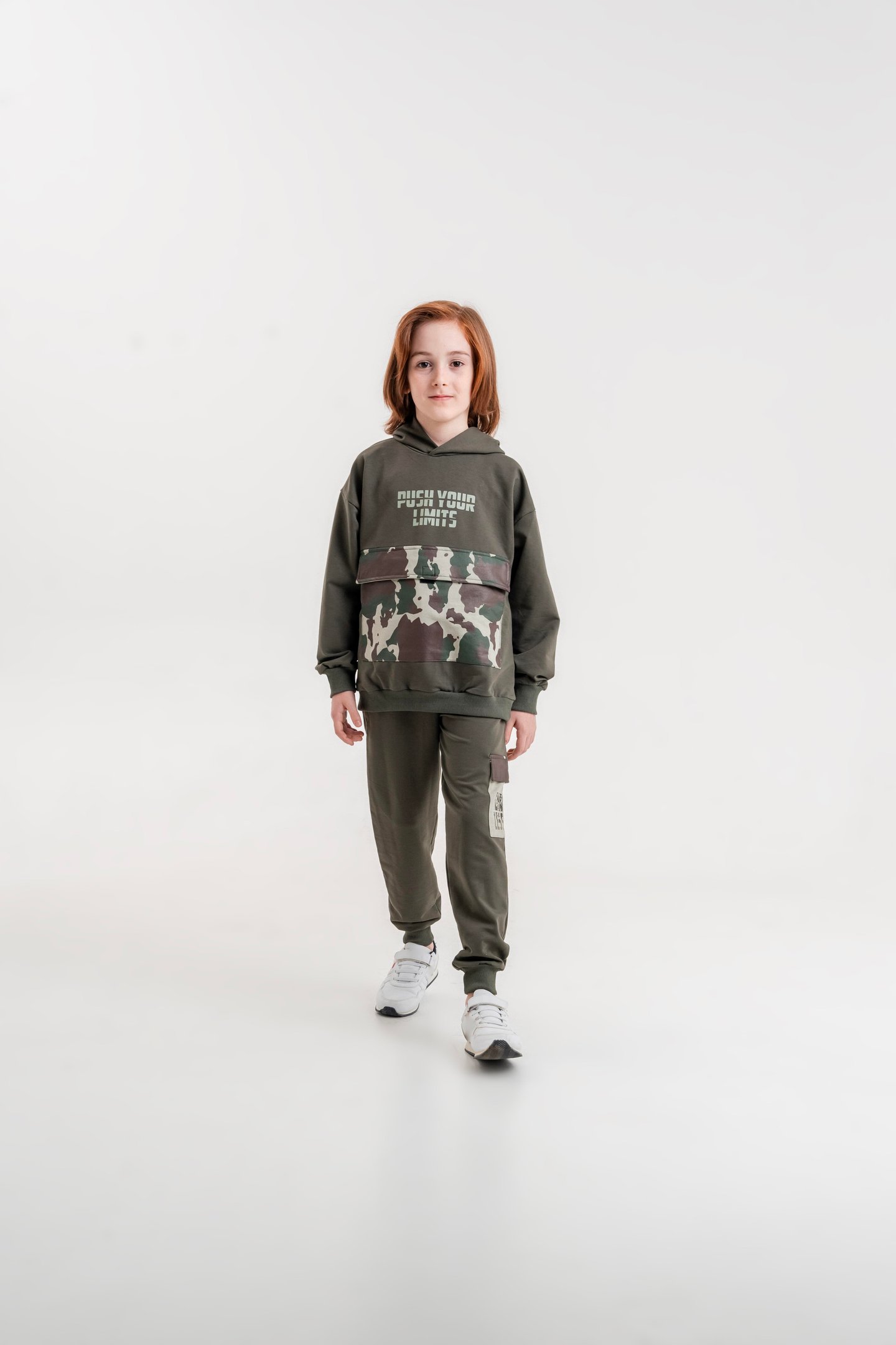 Push Your Limits Baskılı Kapüşonlu Erkek Çocuk Genç Sweatshirt Eşofman Takımı