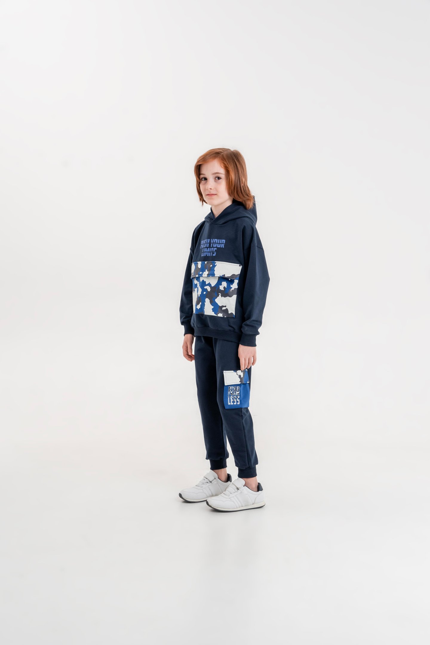 Push Your Limits Baskılı Kapüşonlu Erkek Çocuk Genç Sweatshirt Eşofman Takımı