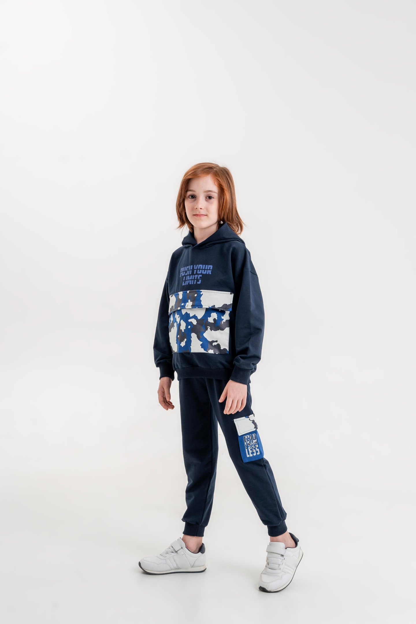 Push Your Limits Baskılı Kapüşonlu Erkek Çocuk Genç Sweatshirt Eşofman Takımı