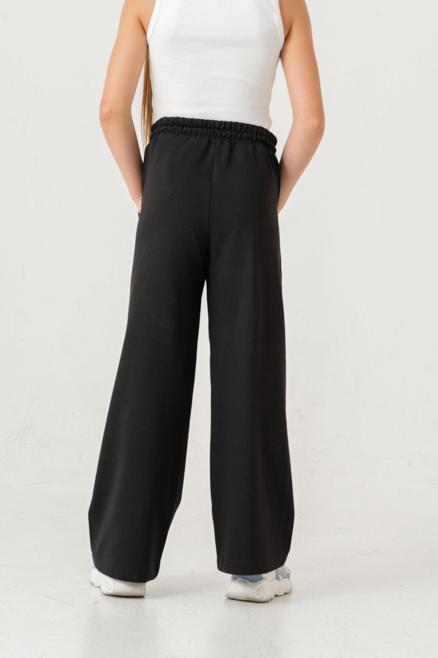 Sağ Sol Taş Baskılı Geniş Paçalı Kız Çocuk Eşofman Altı