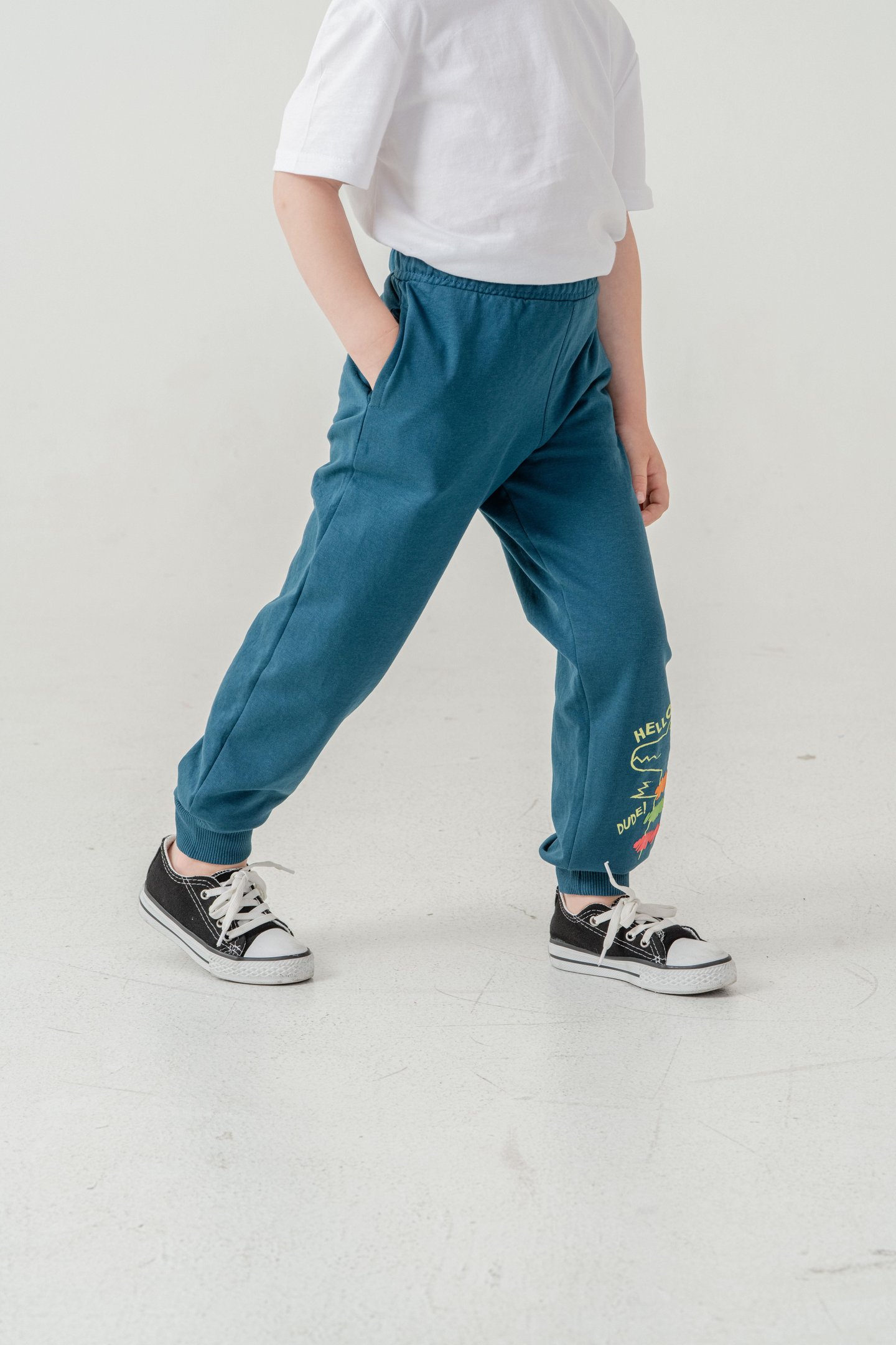 Sol Alt Paça Baskılı Lazer Kesim Paça Ribalı Erkek Çocuk Eşofman Alt