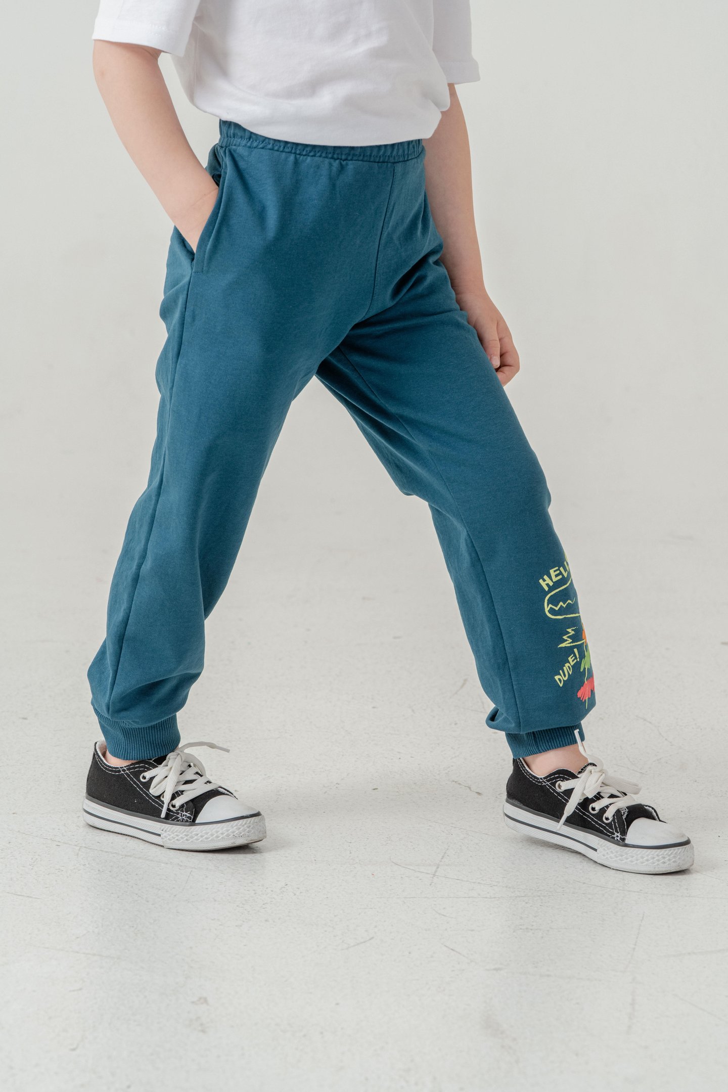 Sol Alt Paça Baskılı Lazer Kesim Paça Ribalı Erkek Çocuk Eşofman Alt