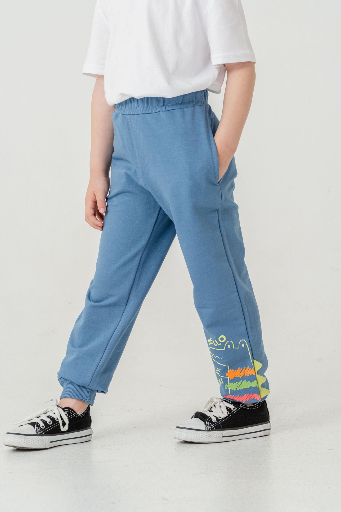 Sol Alt Paça Baskılı Lazer Kesim Paça Ribalı Erkek Çocuk Eşofman Alt