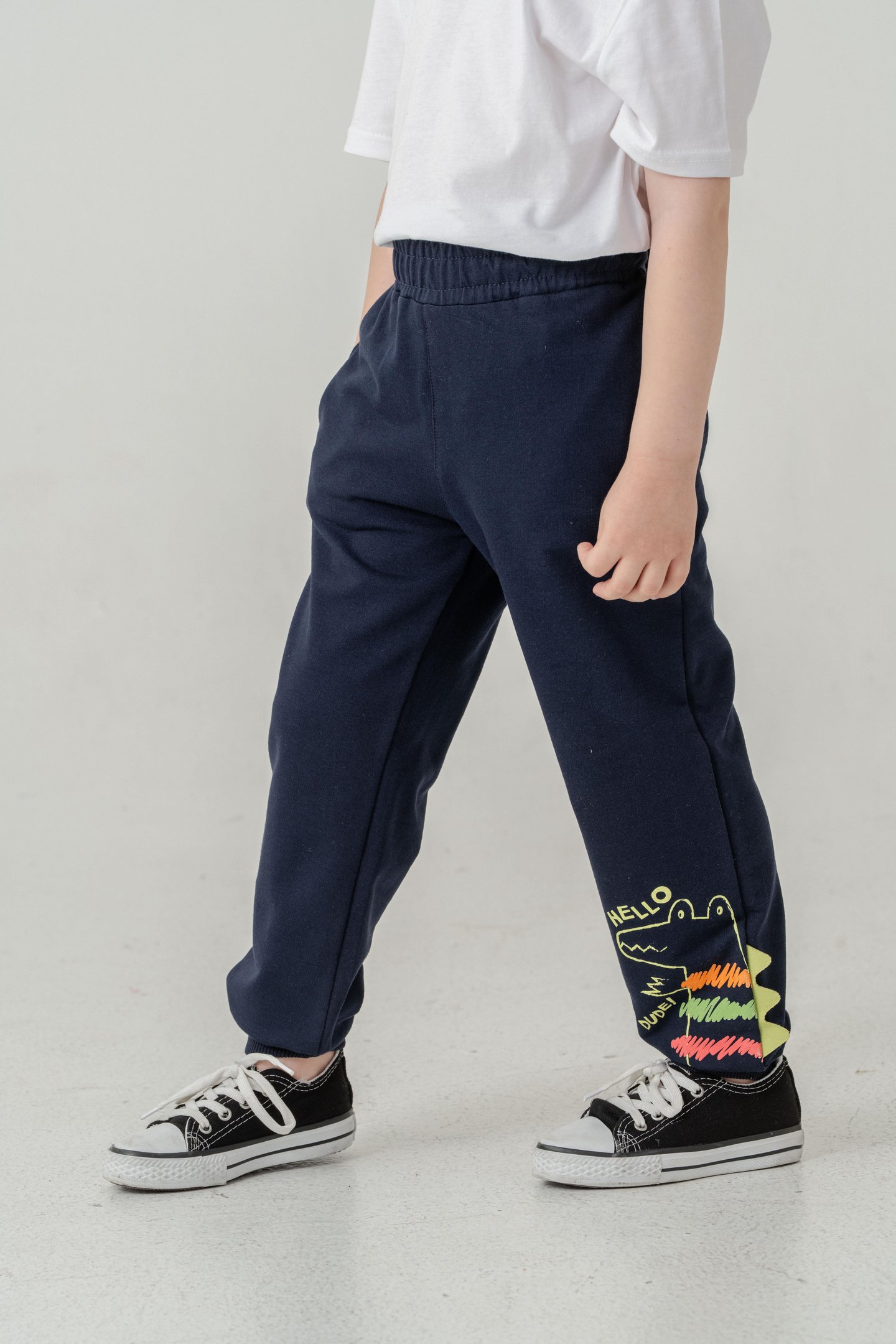 Sol Alt Paça Baskılı Lazer Kesim Paça Ribalı Erkek Çocuk Eşofman Alt