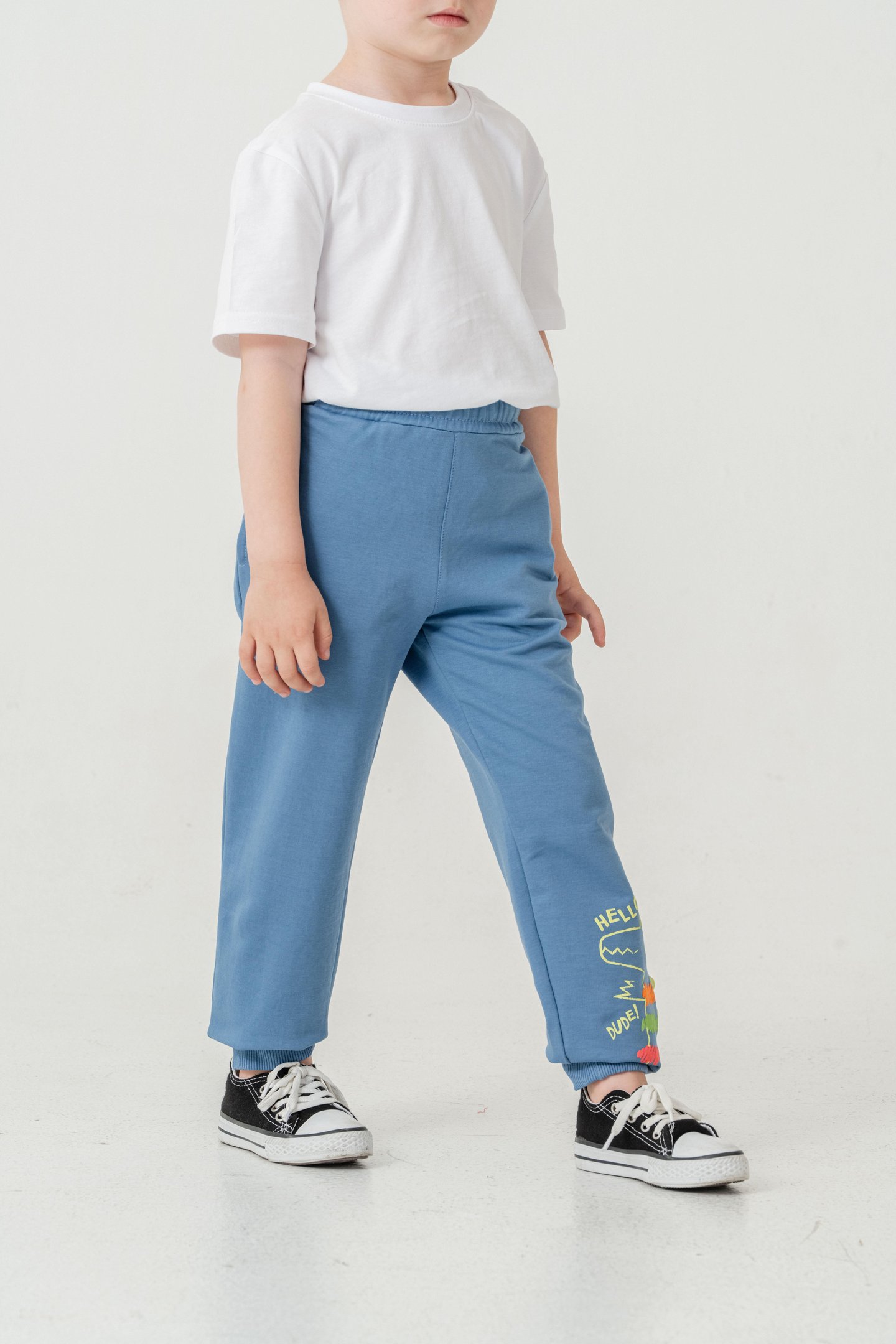 Sol Alt Paça Baskılı Lazer Kesim Paça Ribalı Erkek Çocuk Eşofman Alt