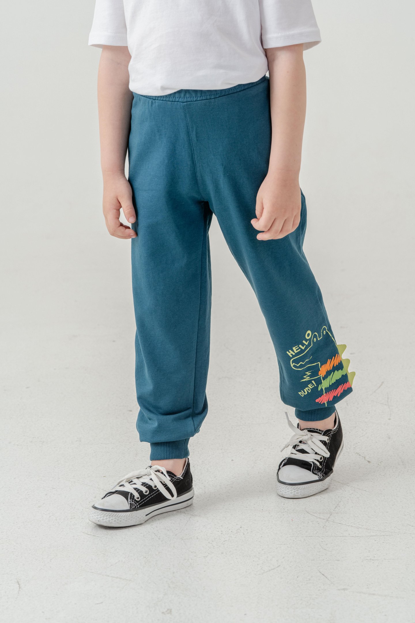 Sol Alt Paça Baskılı Lazer Kesim Paça Ribalı Erkek Çocuk Eşofman Alt