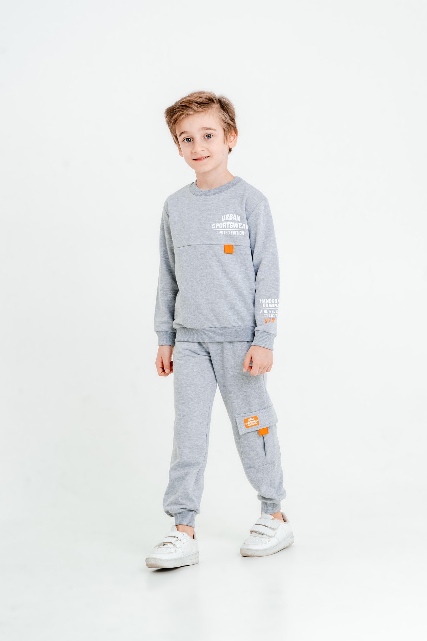 Sportwear Baskılı Bisiklet Yaka Kargo Cepli Alt Üst Eşofman Takımı