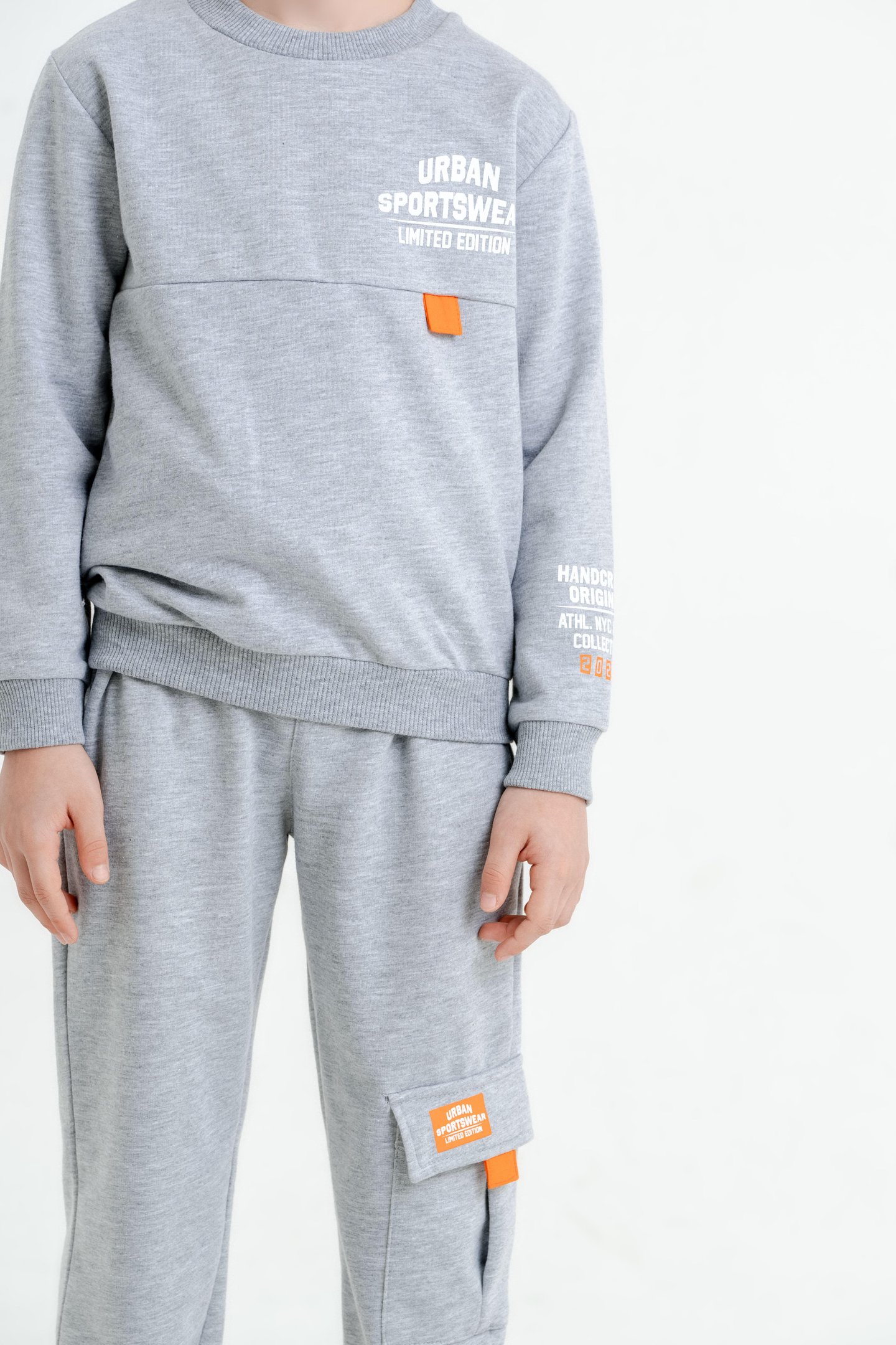 Sportwear Baskılı Bisiklet Yaka Kargo Cepli Alt Üst Eşofman Takımı