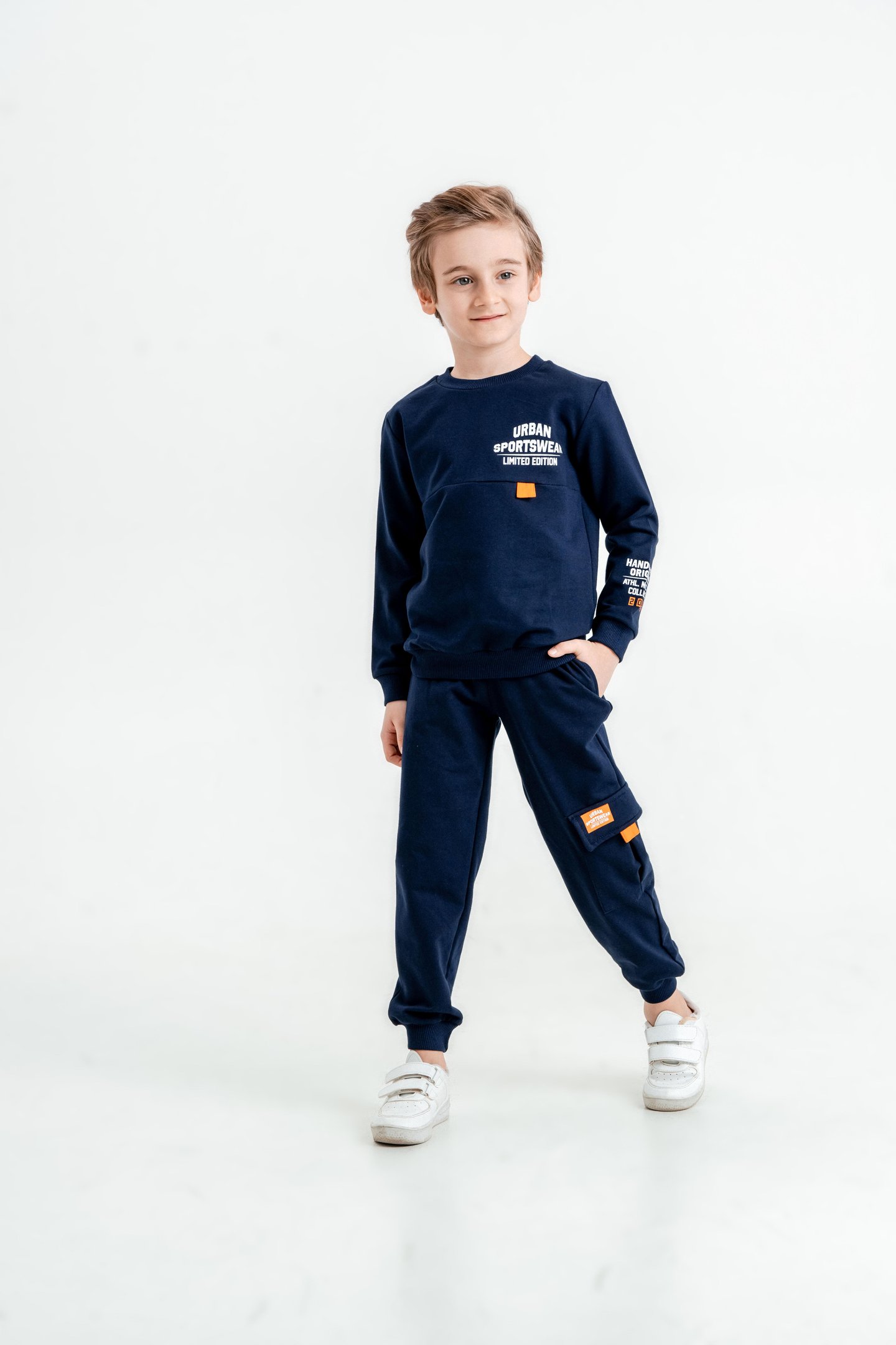 Sportwear Baskılı Bisiklet Yaka Kargo Cepli Alt Üst Eşofman Takımı