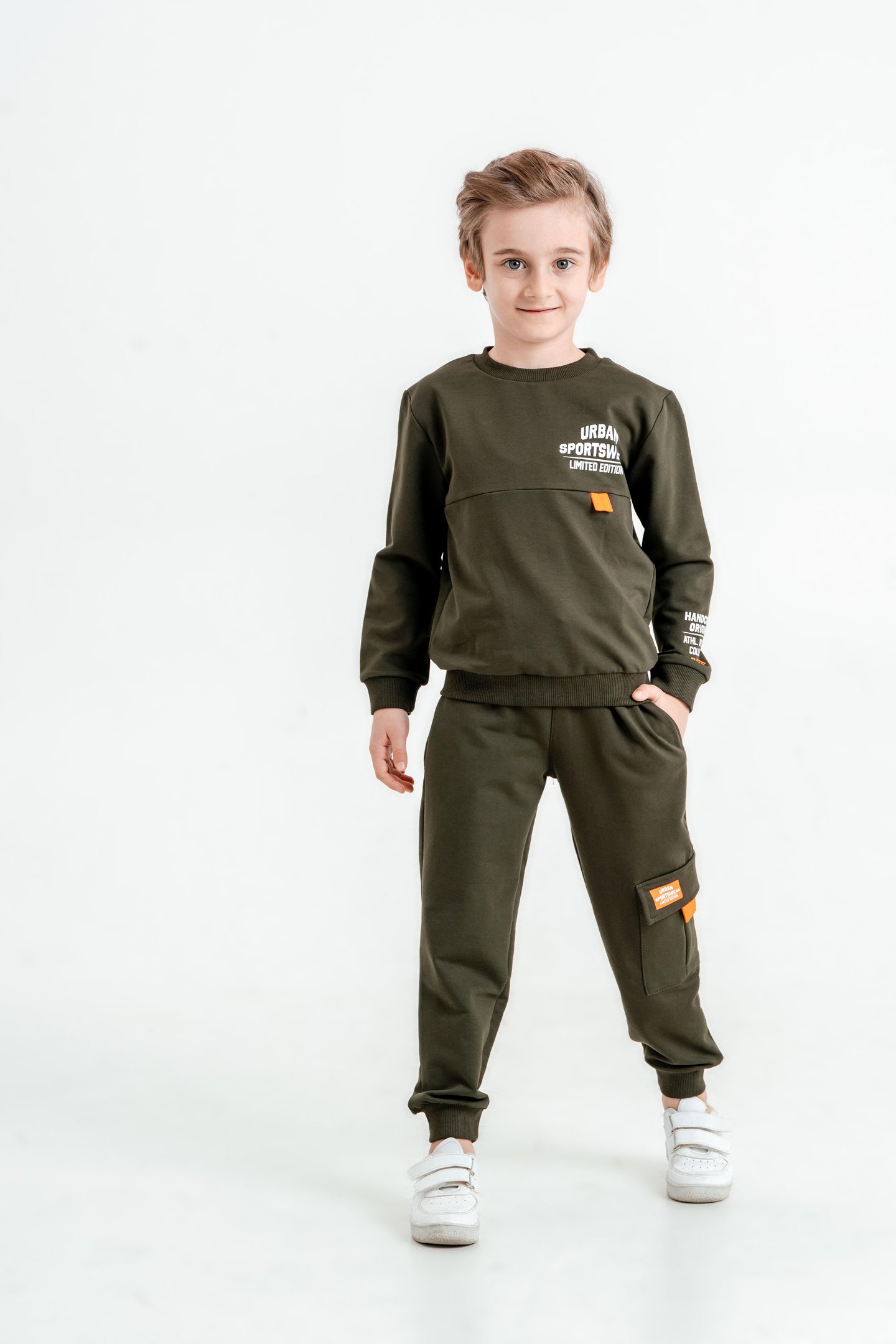 Sportwear Baskılı Bisiklet Yaka Kargo Cepli Alt Üst Eşofman Takımı
