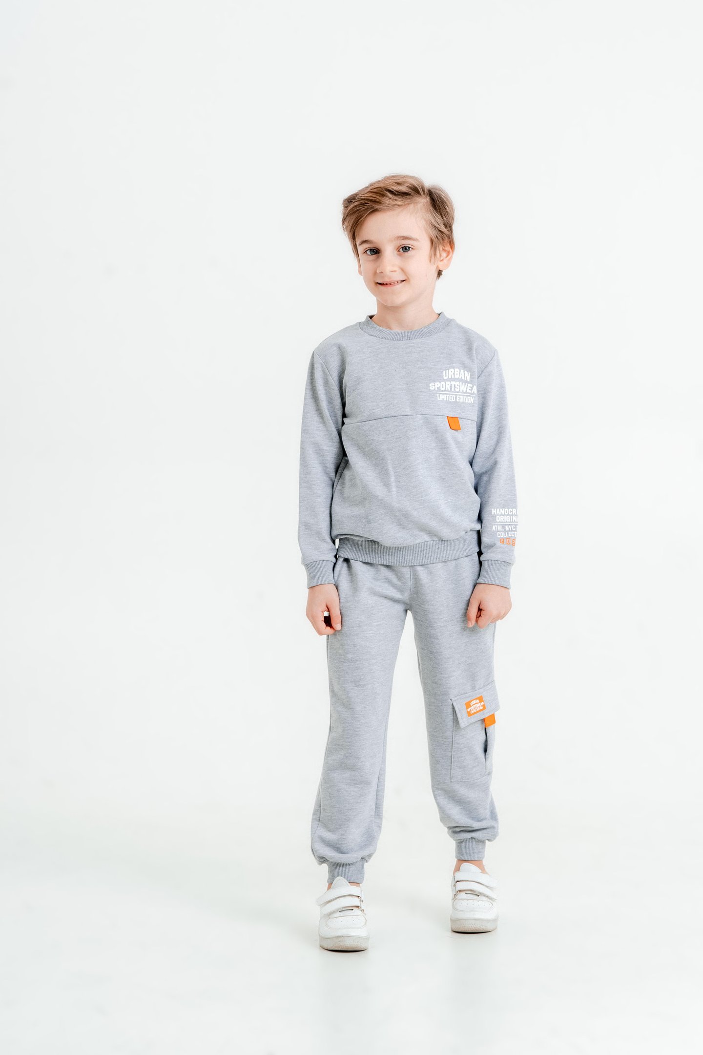 Sportwear Baskılı Bisiklet Yaka Kargo Cepli Alt Üst Eşofman Takımı