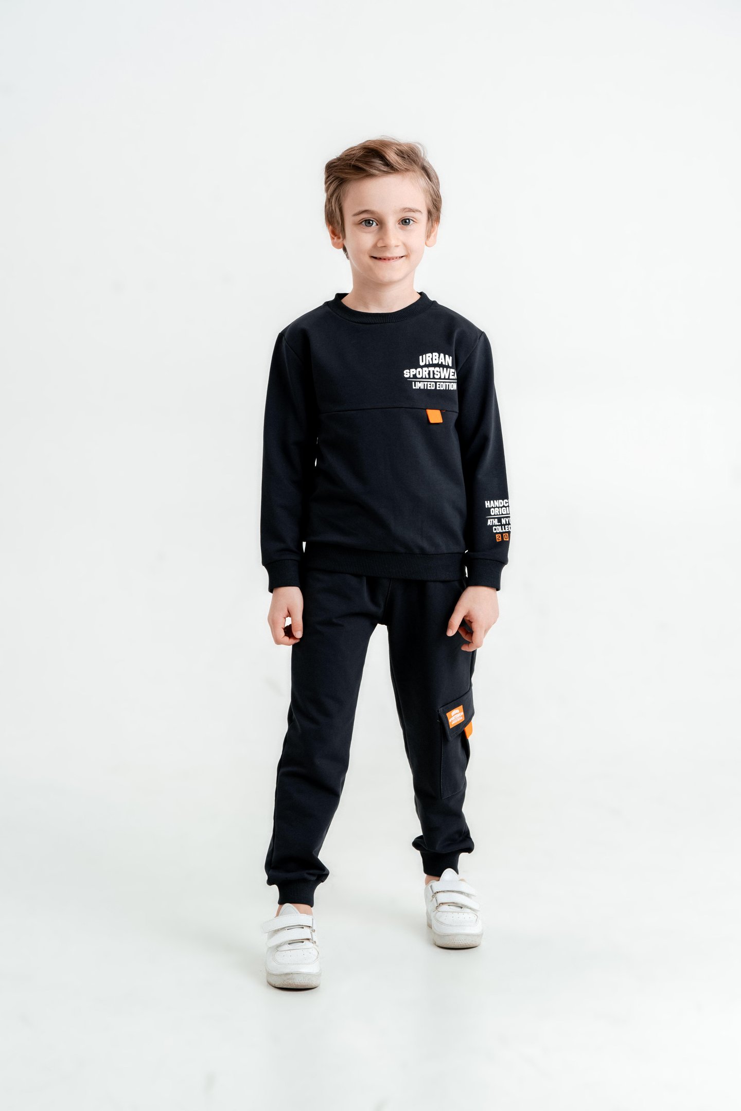 Sportwear Baskılı Bisiklet Yaka Kargo Cepli Alt Üst Eşofman Takımı